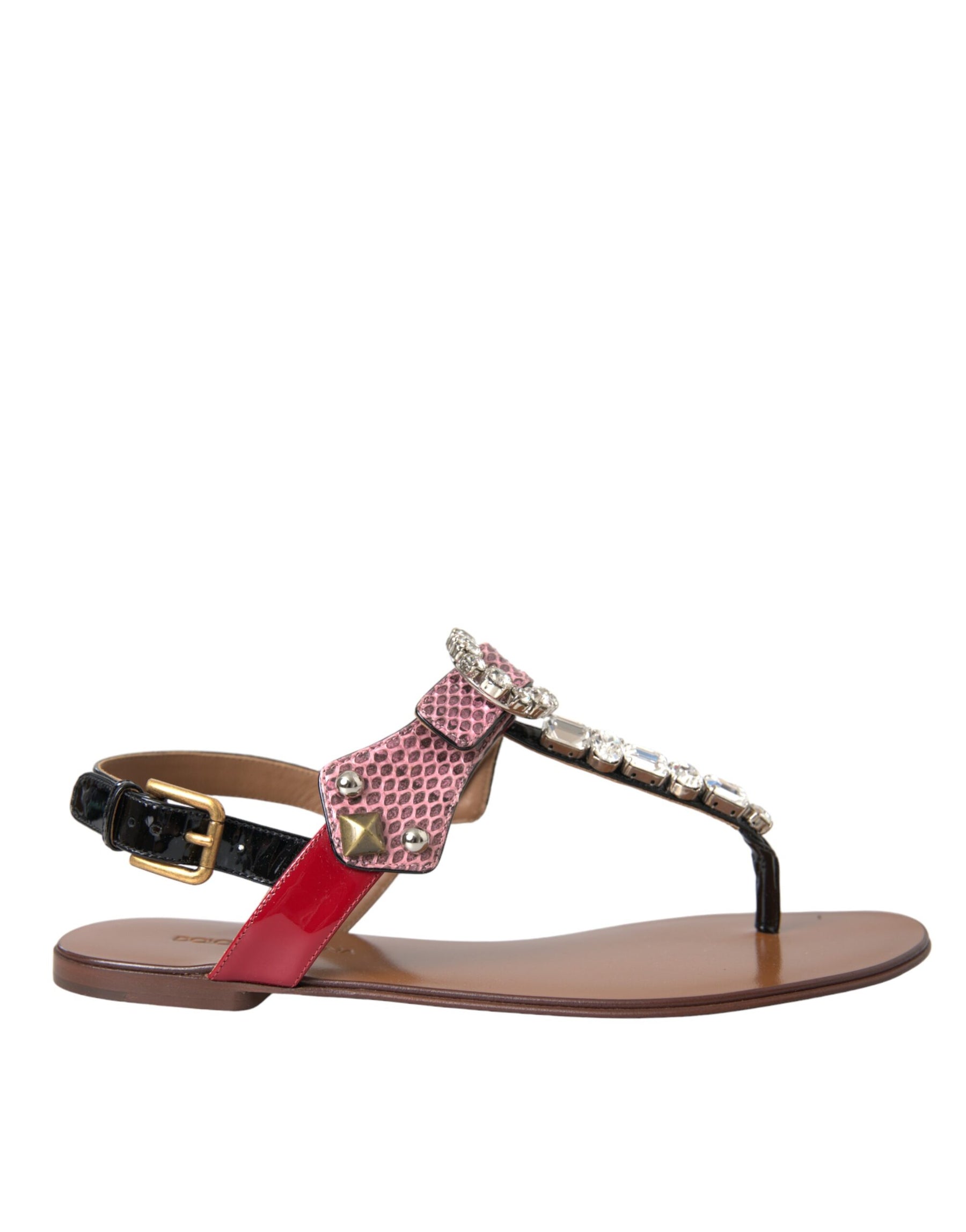 Dolce & Gabbana Multicolor Crystal Sandals Flip Flops Shoes | Regal Royce