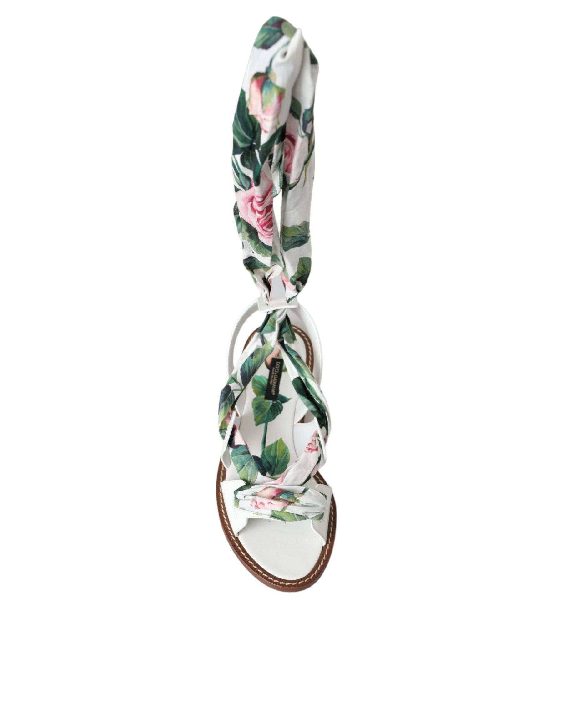 Dolce & Gabbana Multicolor Floral Print Ankle Wrap Sandals Shoes | Regal Royce