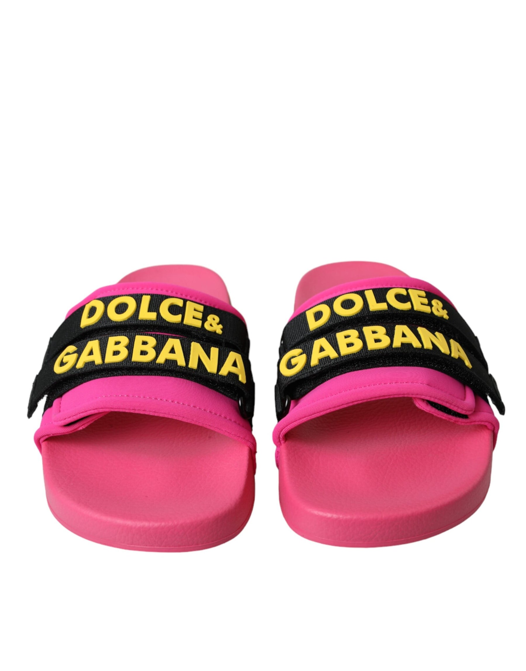 Dolce & Gabbana Pink Black Logo Beachwear Flats Sandals Shoes | Regal Royce