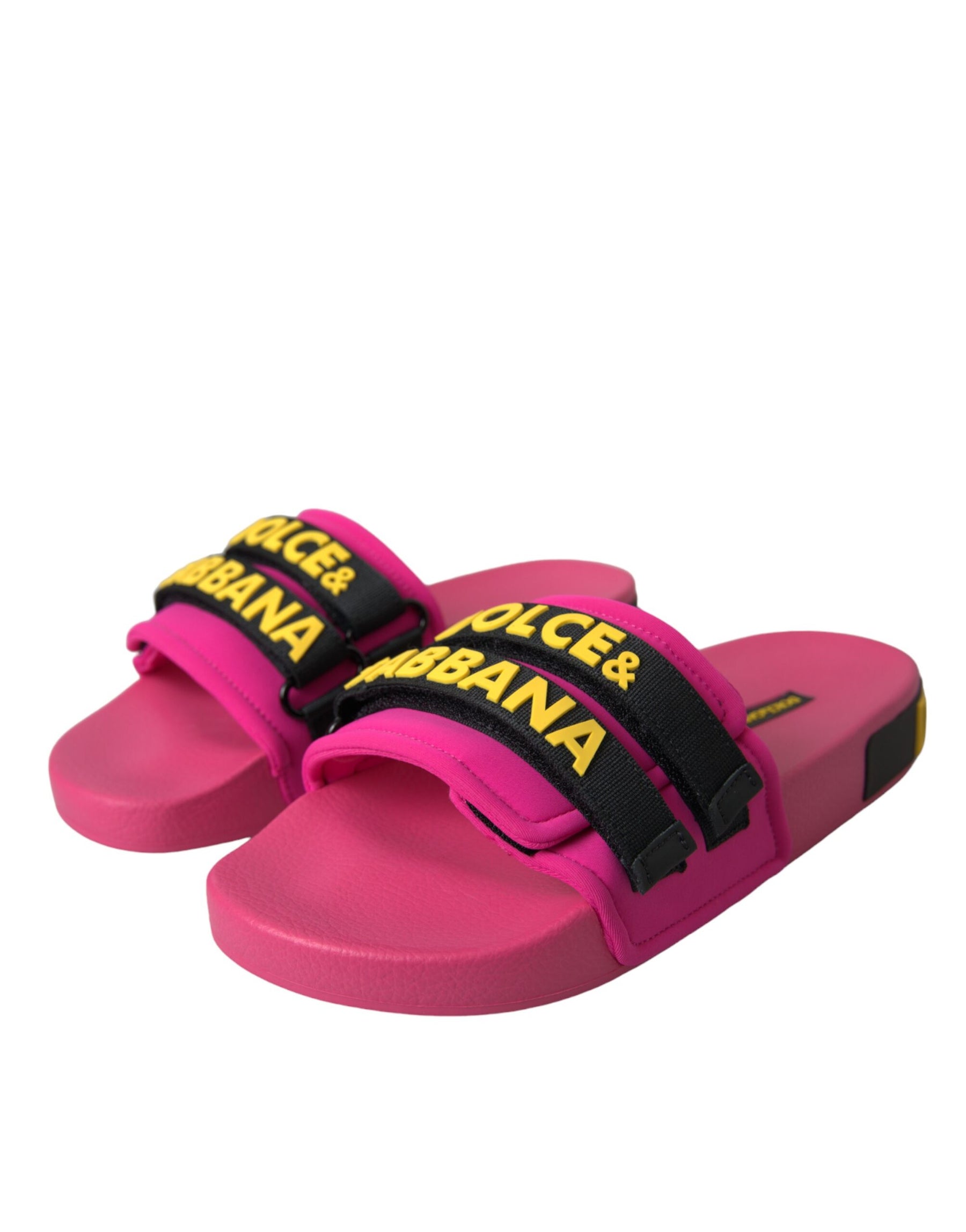 Dolce & Gabbana Pink Black Logo Beachwear Flats Sandals Shoes | Regal Royce