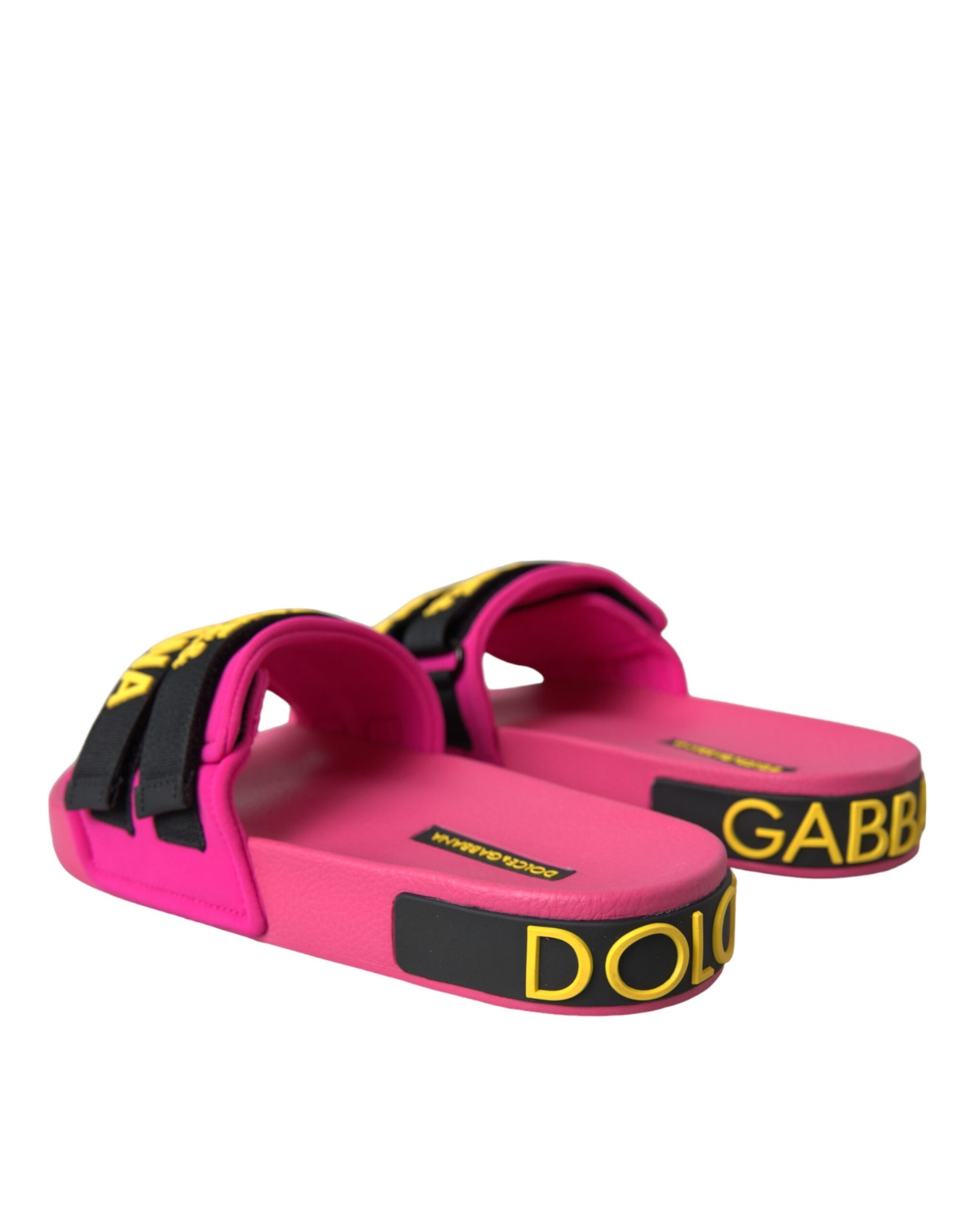 Dolce & Gabbana Pink Black Logo Beachwear Flats Sandals Shoes | Regal Royce