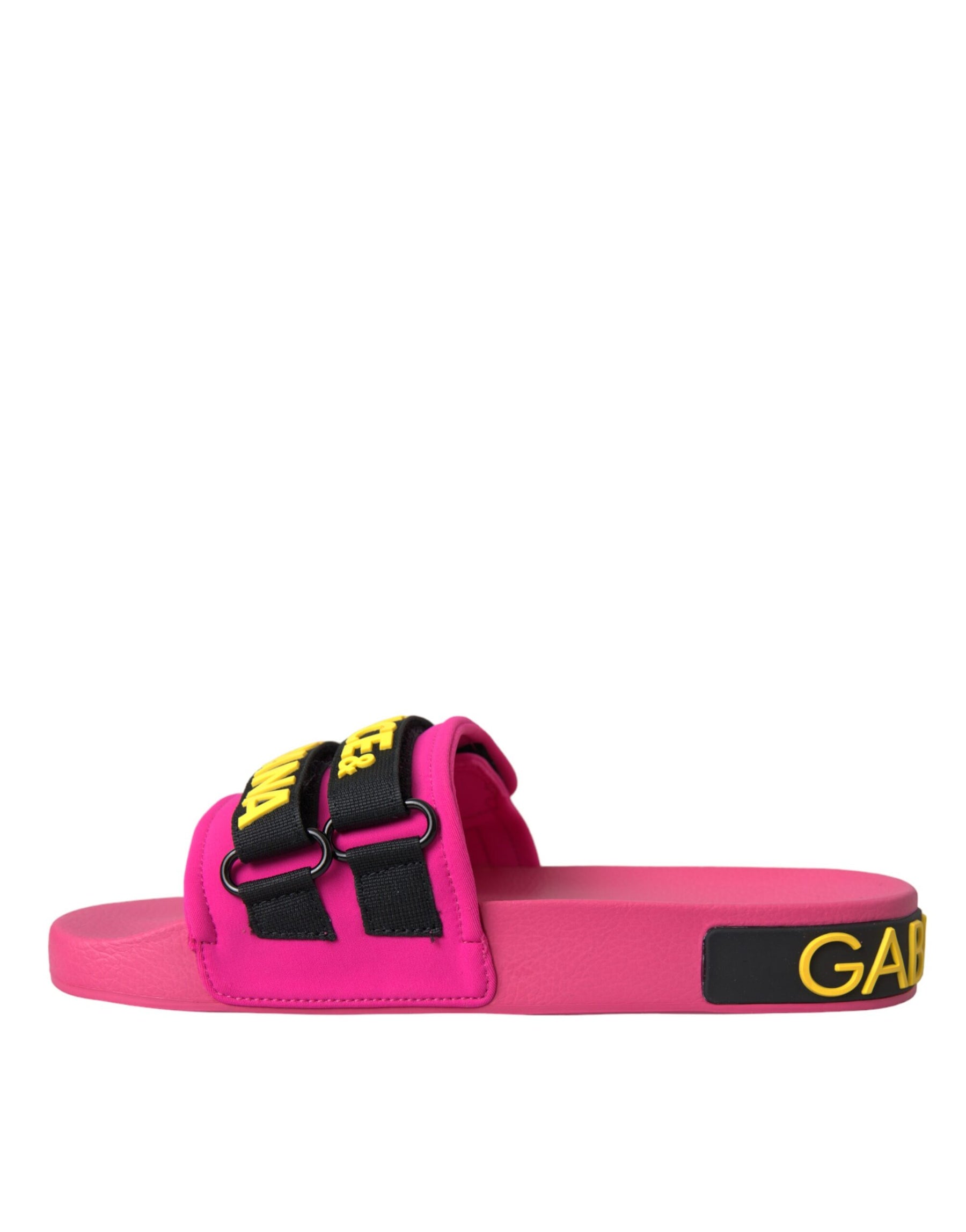 Dolce & Gabbana Pink Black Logo Beachwear Flats Sandals Shoes | Regal Royce