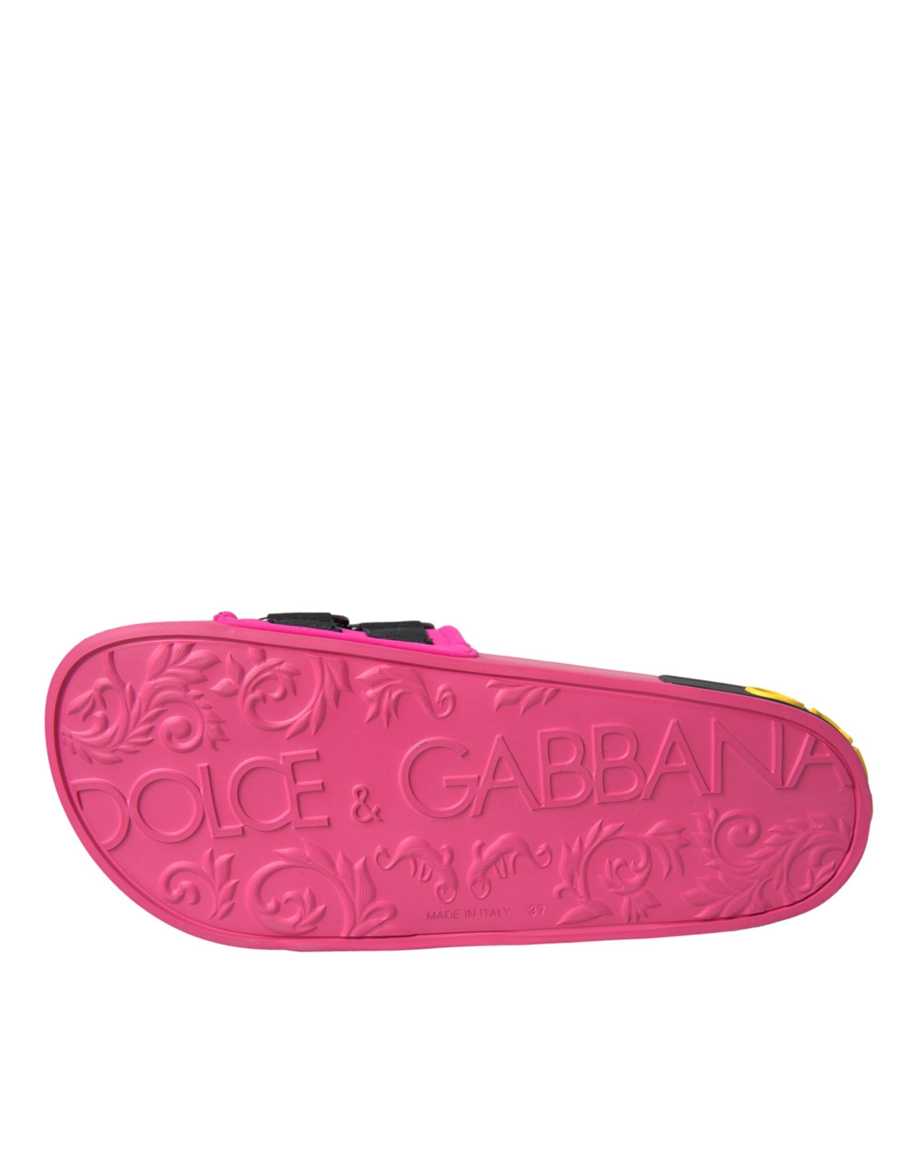 Dolce & Gabbana Pink Black Logo Beachwear Flats Sandals Shoes | Regal Royce
