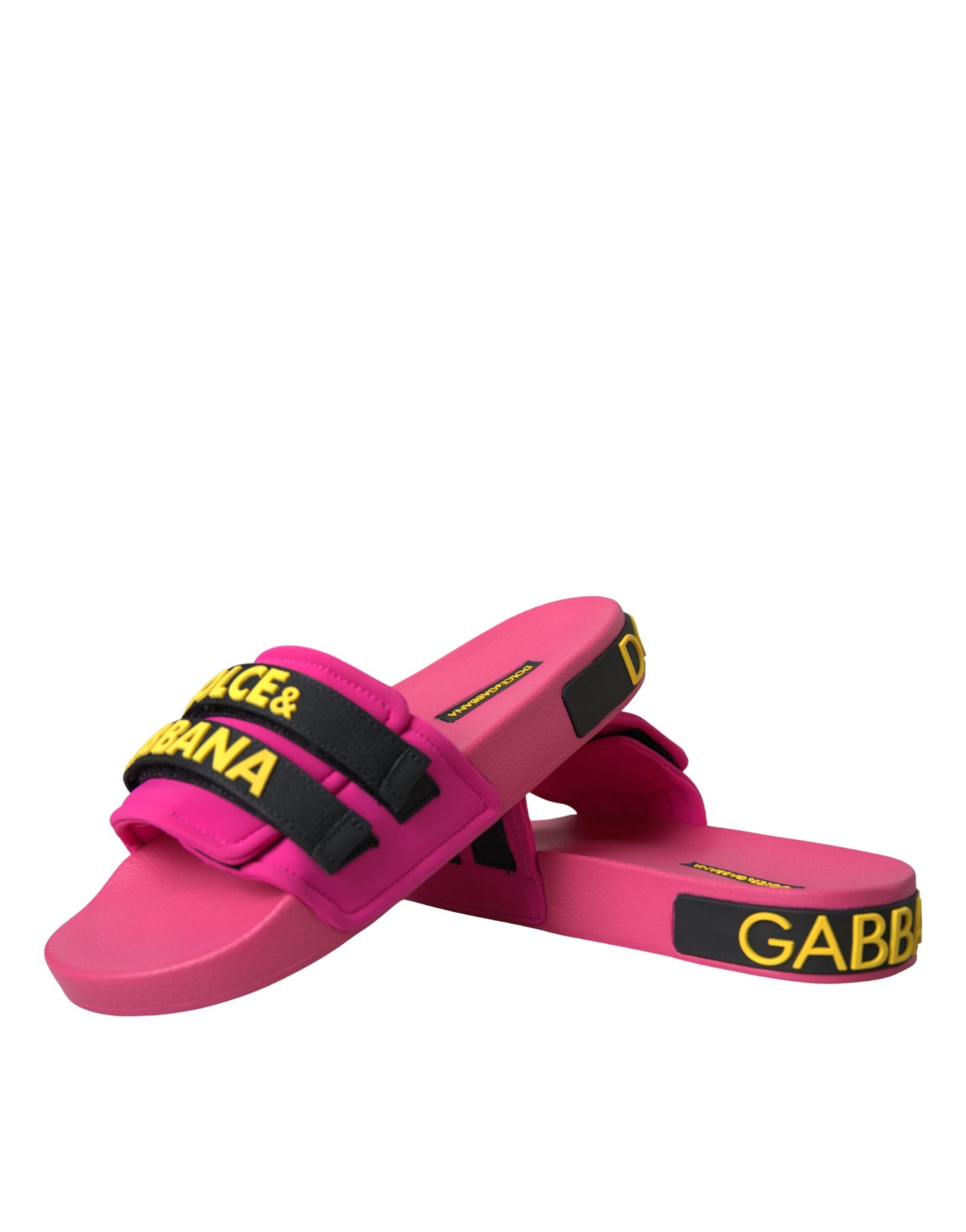 Dolce & Gabbana Pink Black Logo Beachwear Flats Sandals Shoes | Regal Royce