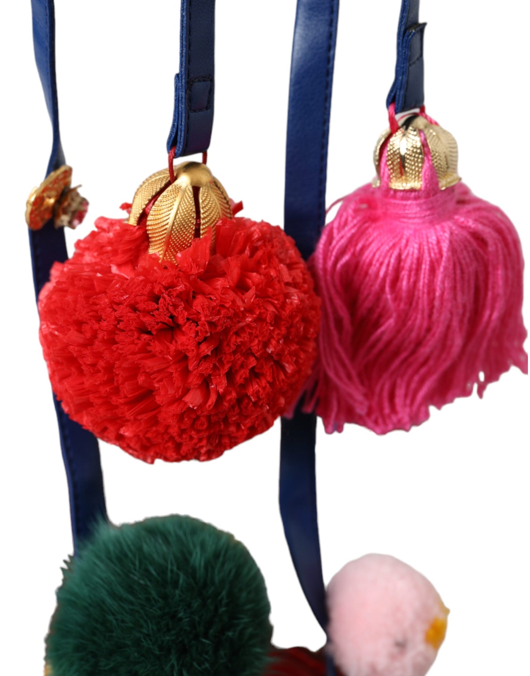 Dolce & Gabbana Multicolor Pom Pom Fur Wrap Sandals Shoes | Regal Royce