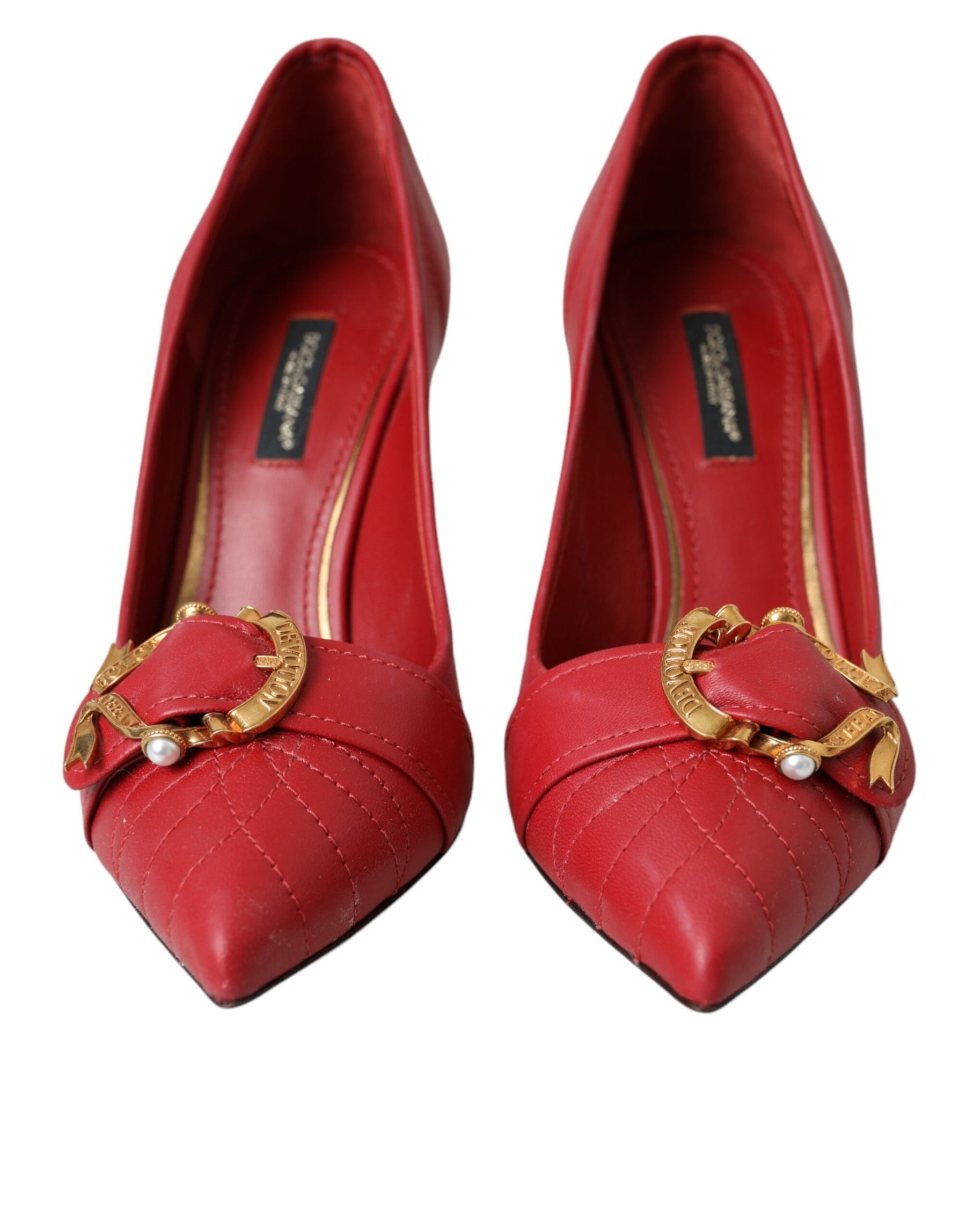 Dolce & Gabbana Red Devotion Leather Heels Pumps Shoes | Regal Royce