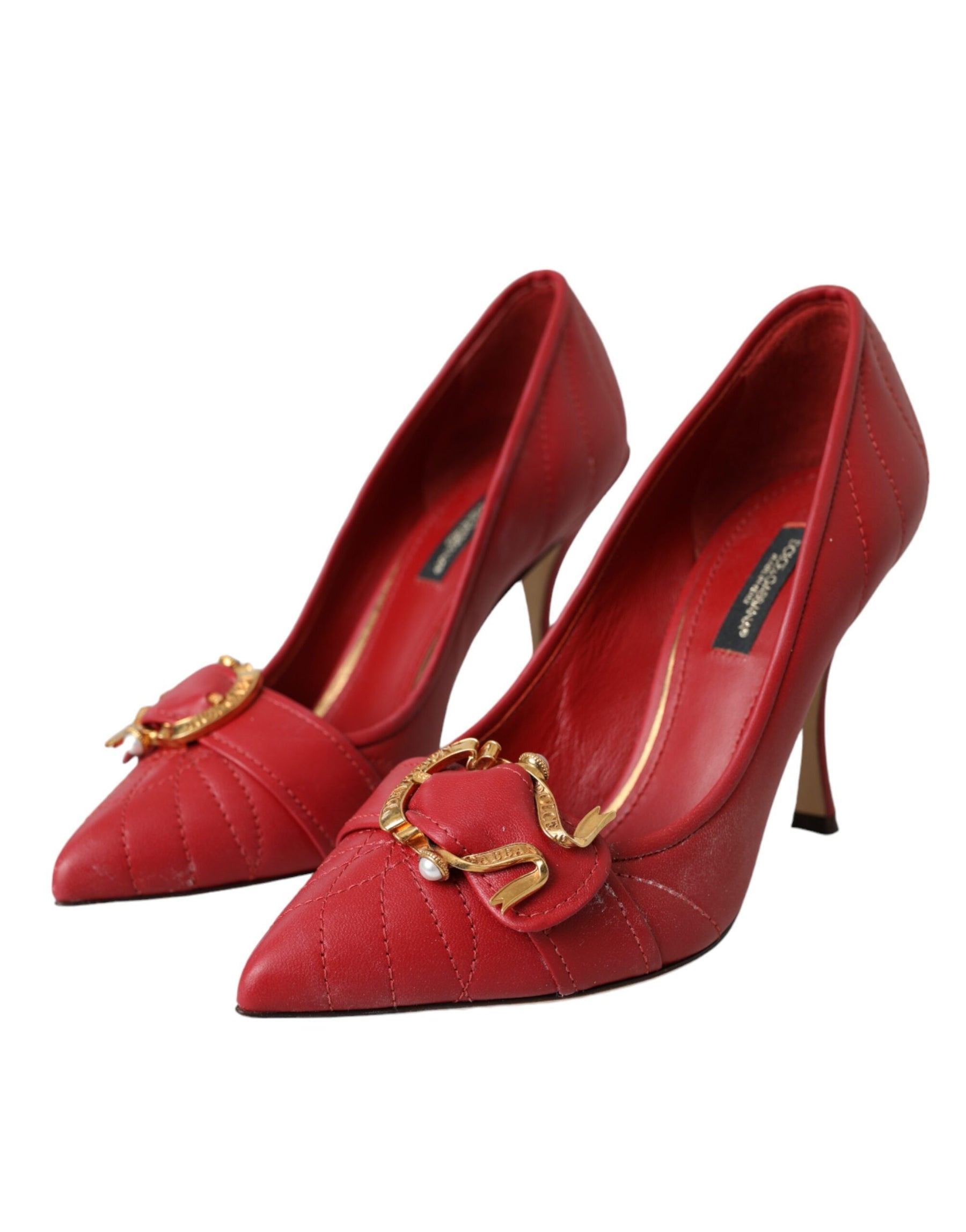 Dolce & Gabbana Red Devotion Leather Heels Pumps Shoes | Regal Royce