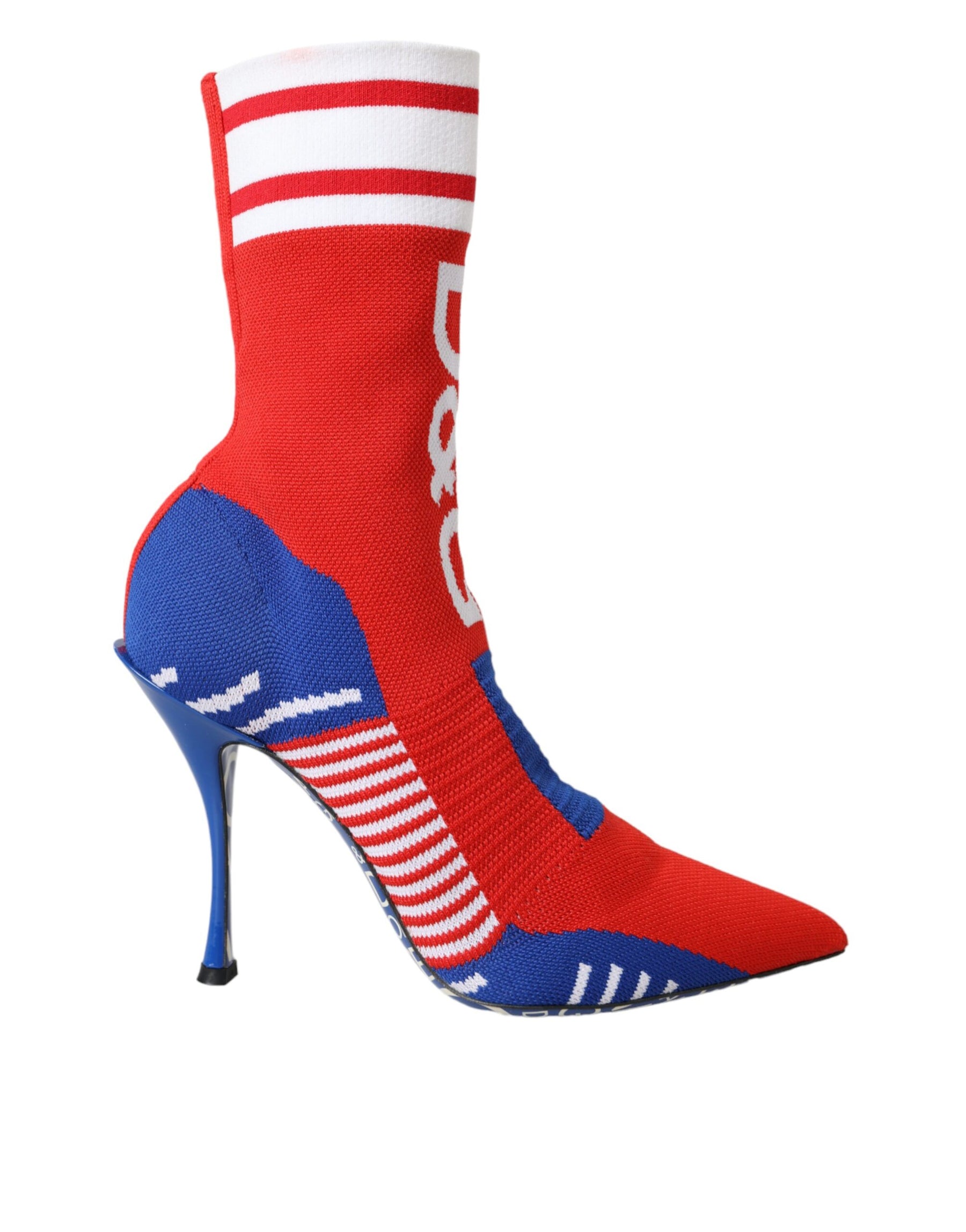 Dolce & Gabbana Red Blue Stretch Sock Style Ankle Boots Logo Shoes | Regal Royce