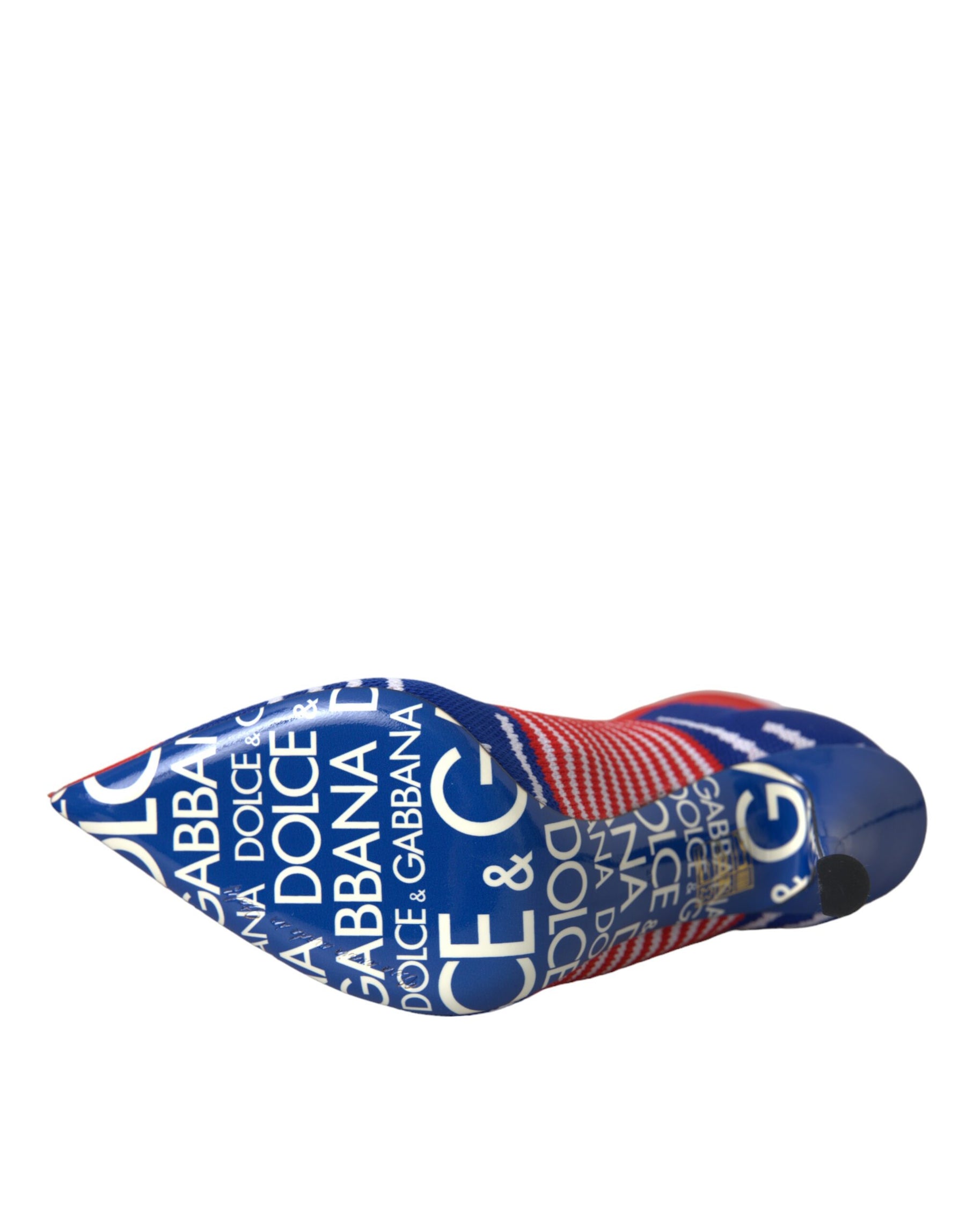 Dolce & Gabbana Red Blue Stretch Sock Style Ankle Boots Logo Shoes | Regal Royce