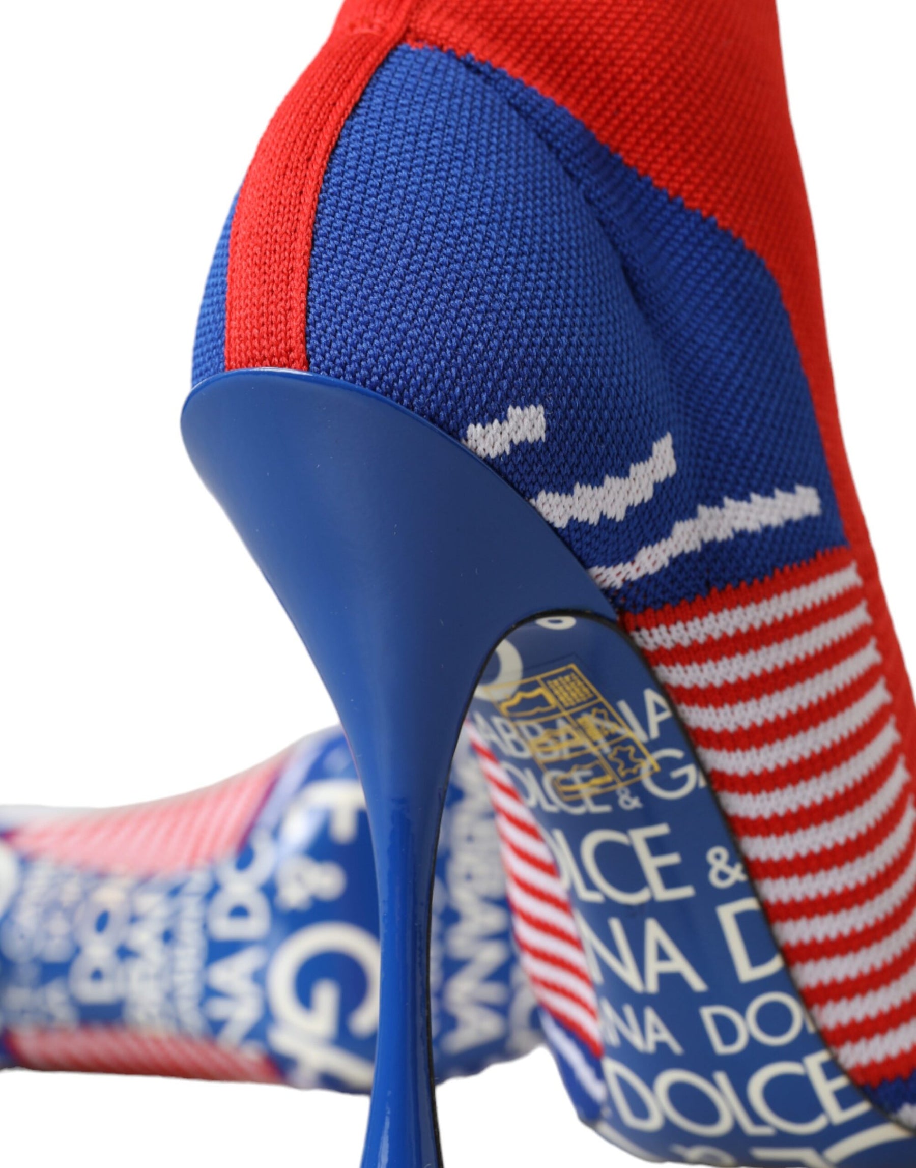 Dolce & Gabbana Red Blue Stretch Sock Style Ankle Boots Logo Shoes | Regal Royce
