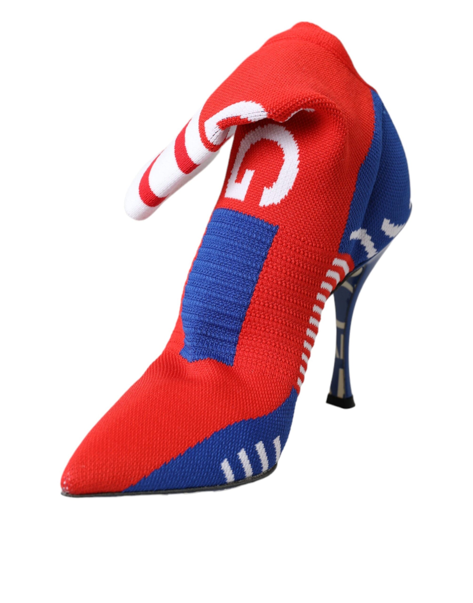 Dolce & Gabbana Red Blue Stretch Sock Style Ankle Boots Logo Shoes | Regal Royce