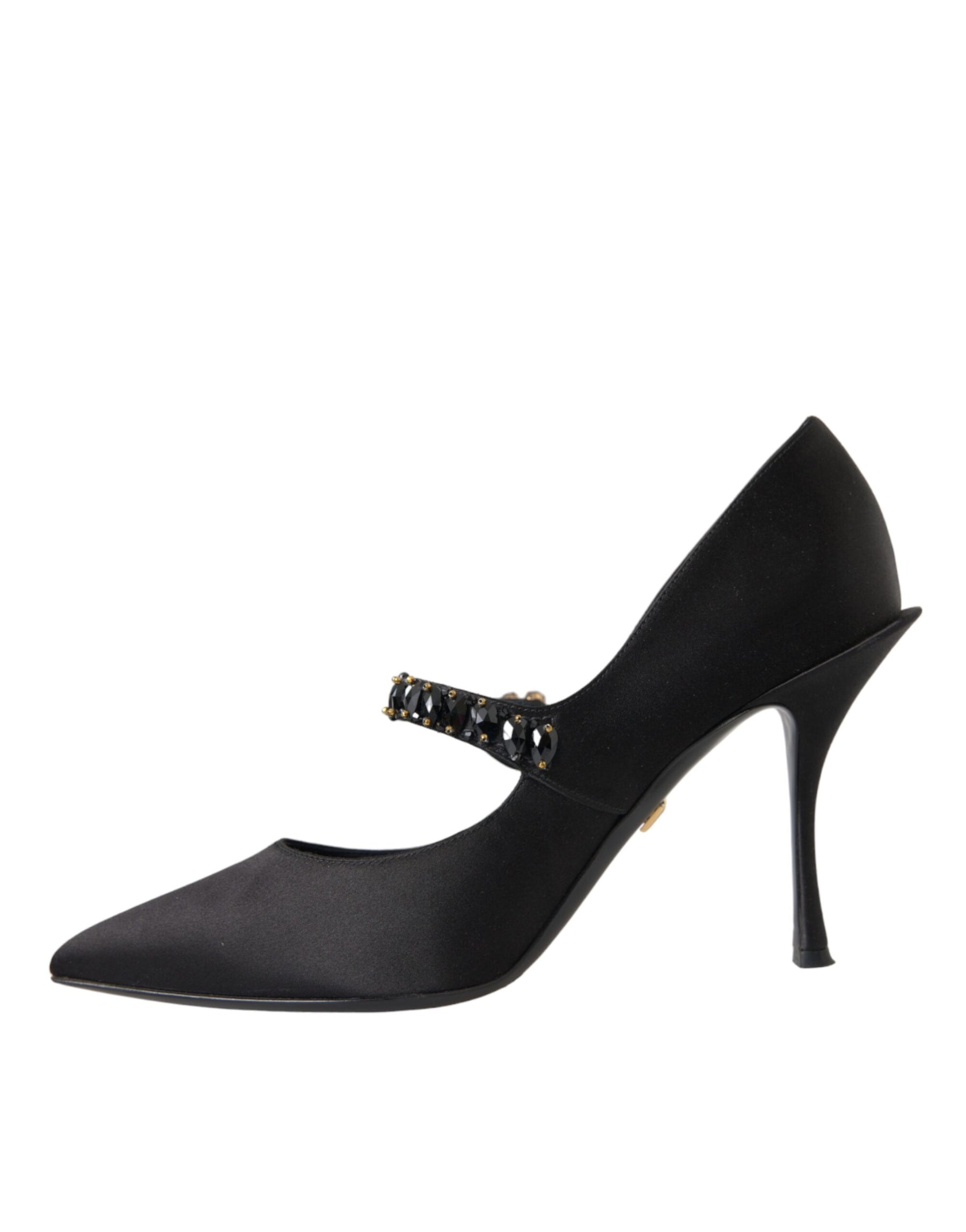 Dolce & Gabbana Black Mary Jane Crystal Heels Pumps Shoes | Regal Royce