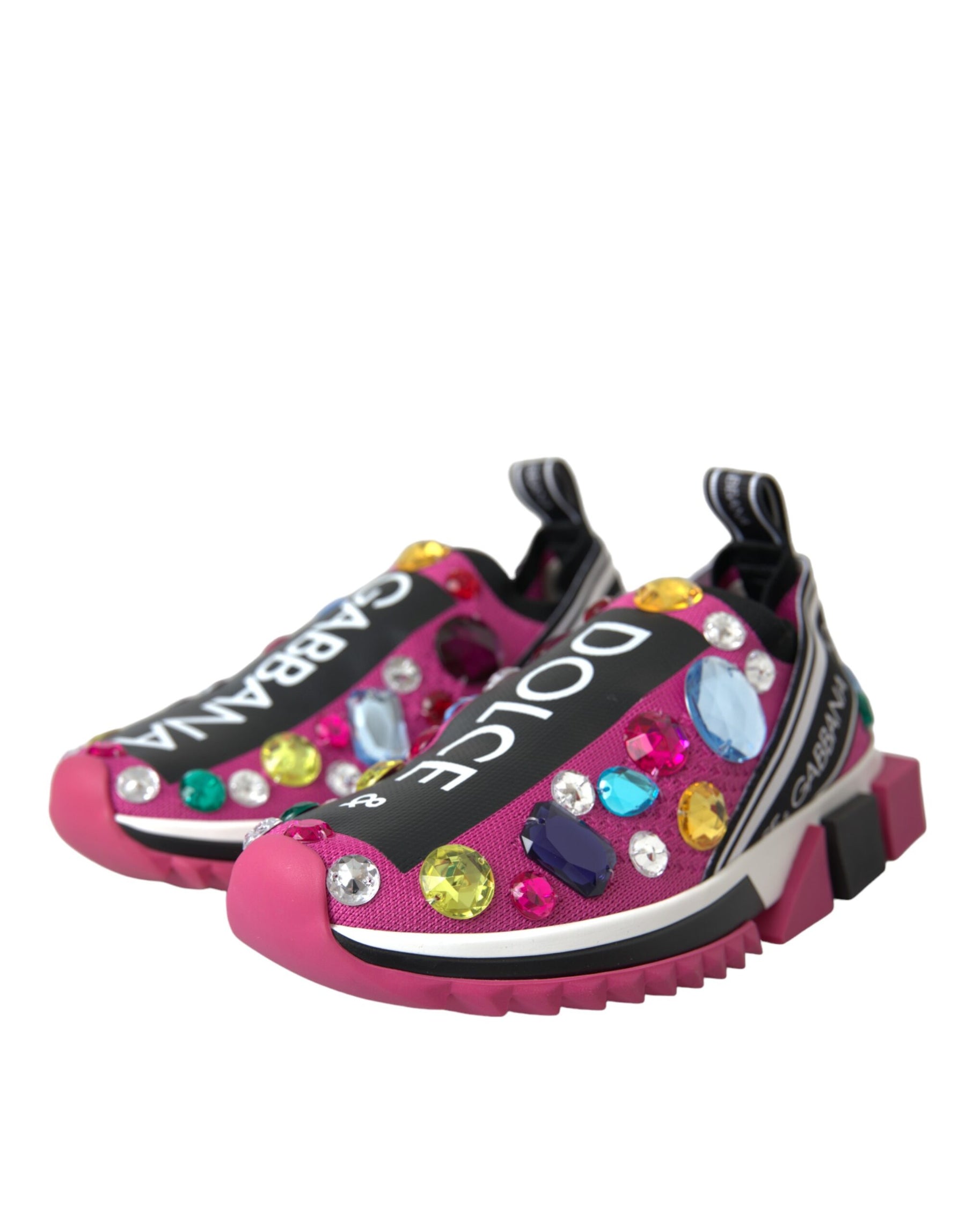 Dolce & Gabbana Pink Sorrento Crystals Sneakers Shoes | Regal Royce