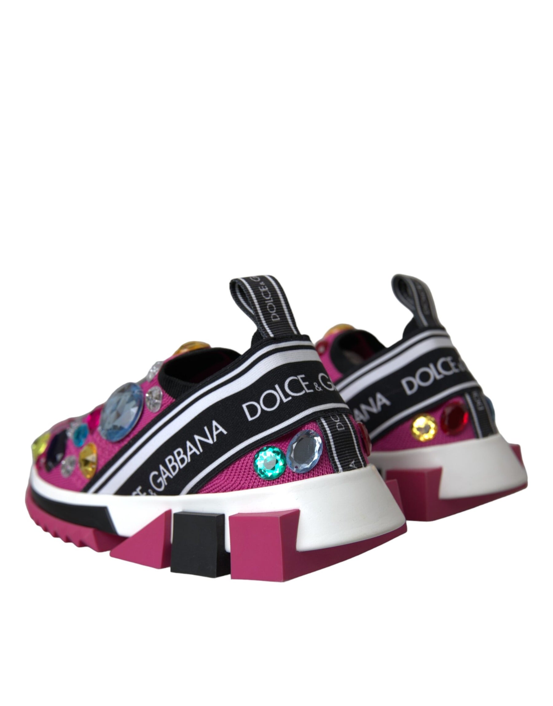 Dolce & Gabbana Pink Sorrento Crystals Sneakers Shoes | Regal Royce