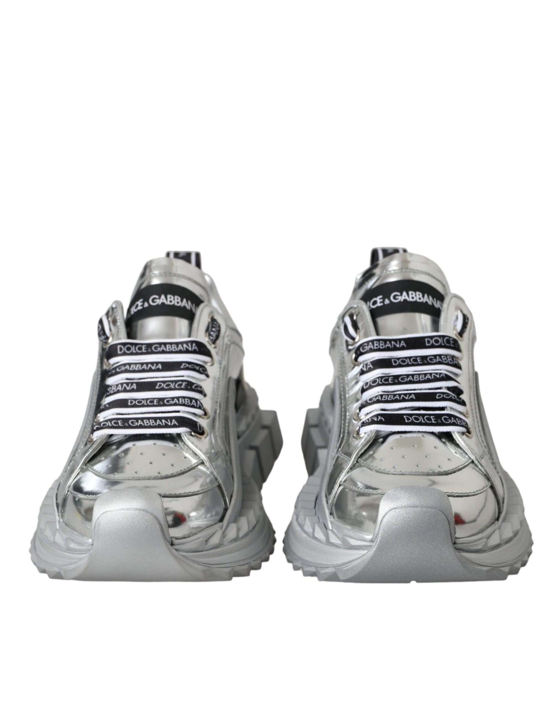 Dolce & Gabbana Silver Leather Super Queen Sneakers Shoes | Regal Royce