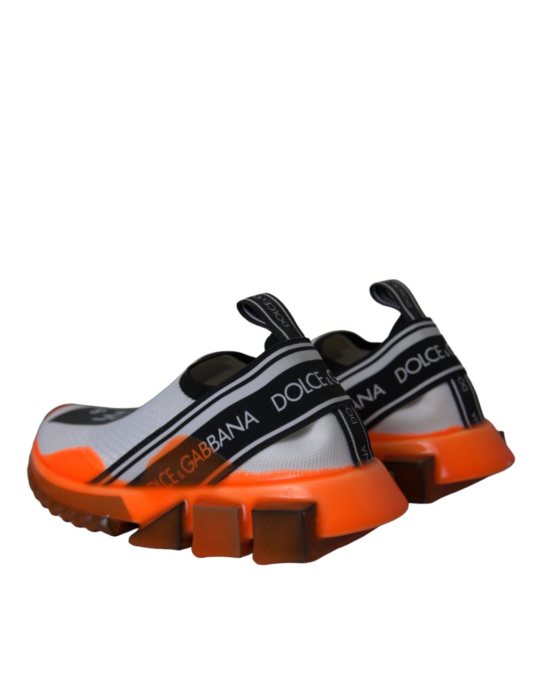 Dolce & Gabbana Black White Orange Slip On Sorrento Sneakers Shoes | Regal Royce