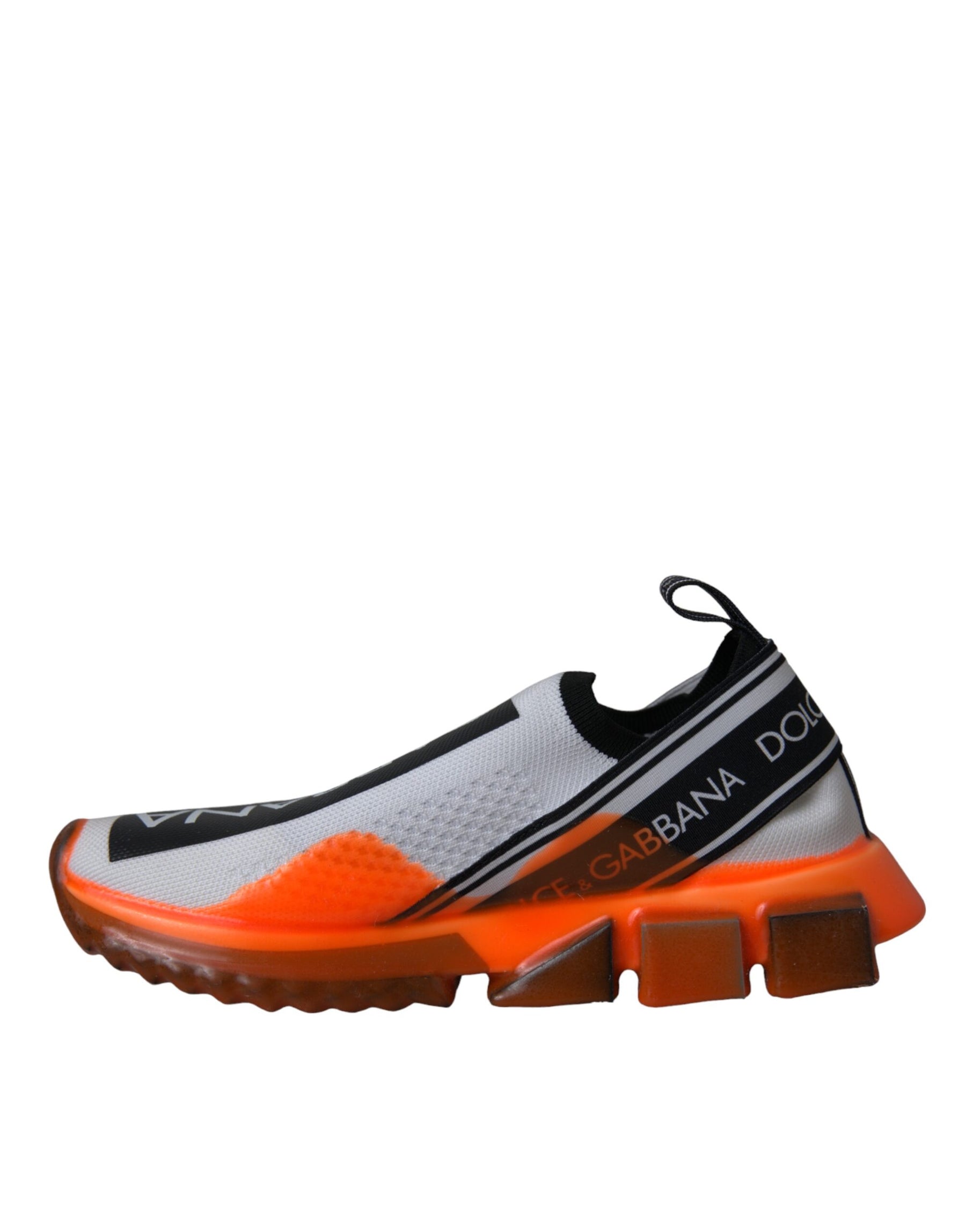 Dolce & Gabbana Black White Orange Slip On Sorrento Sneakers Shoes | Regal Royce