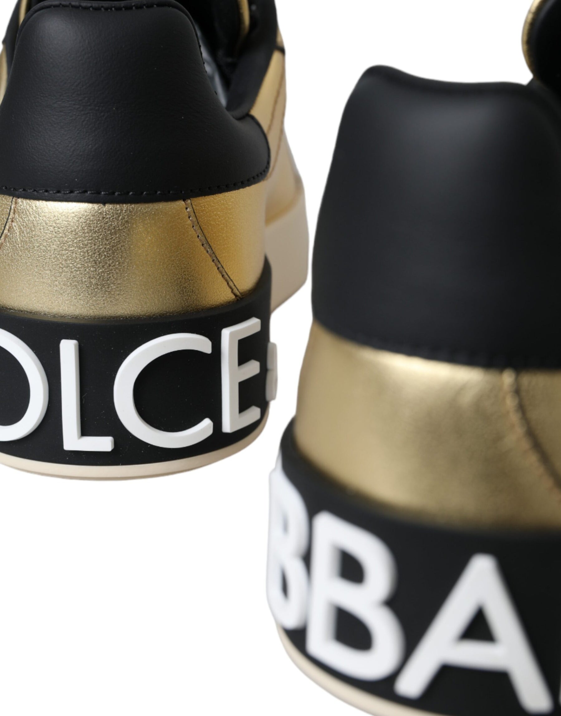 Dolce & Gabbana Gold Portofino Calf Leather Sneakers Women Shoes | Regal Royce