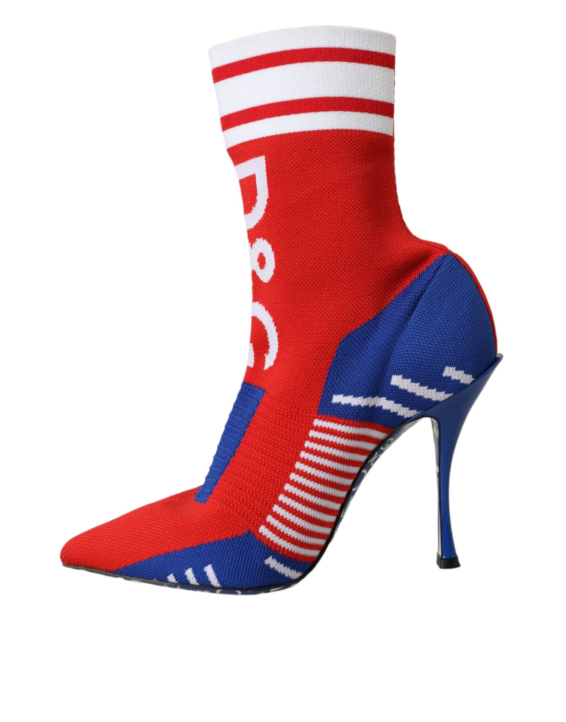 Dolce & Gabbana Red Blue Stretch Sock Style Short Boots Logo Shoes | Regal Royce