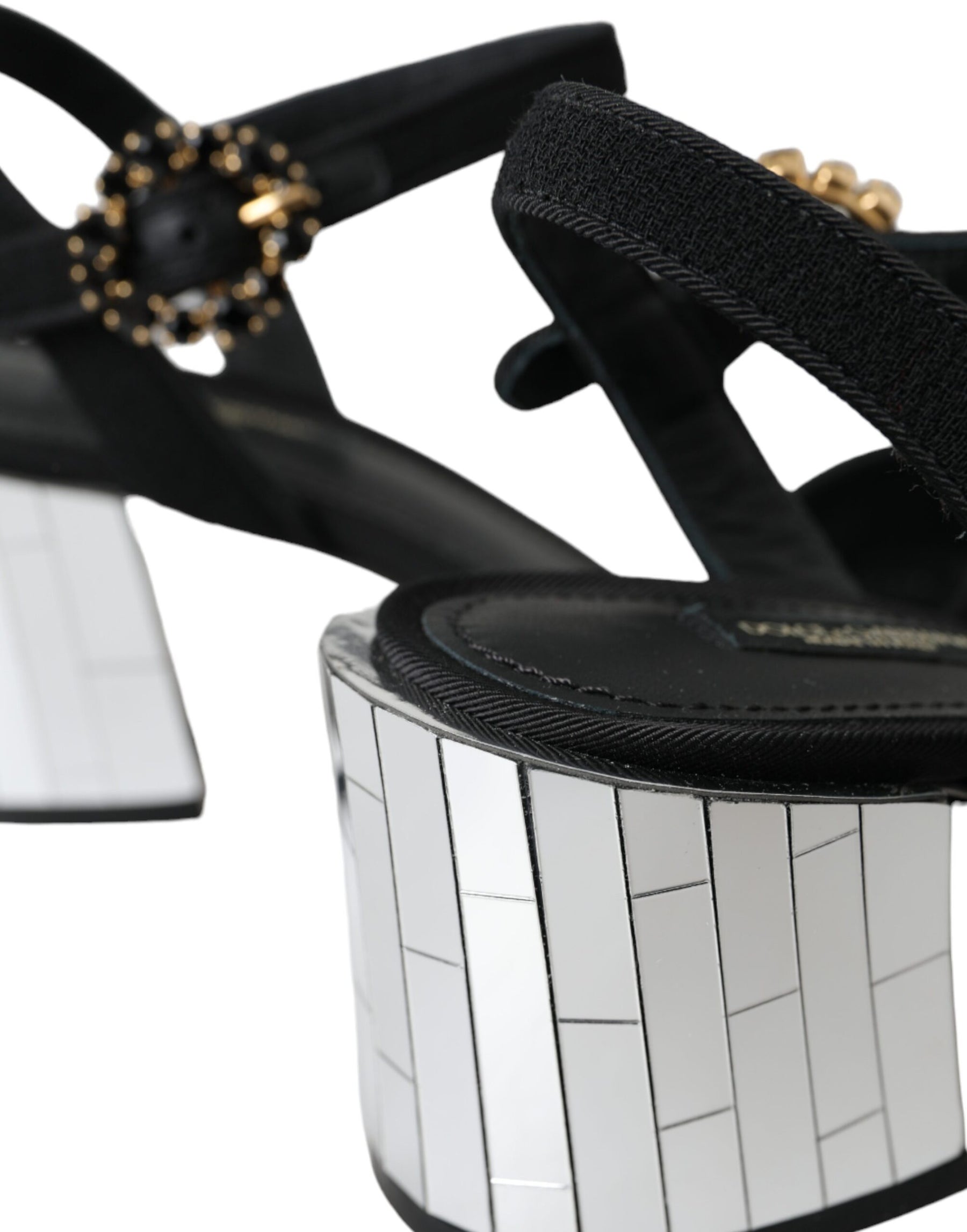 Dolce & Gabbana Black Crystal Ankle Strap Keira Sandal Shoes | Regal Royce