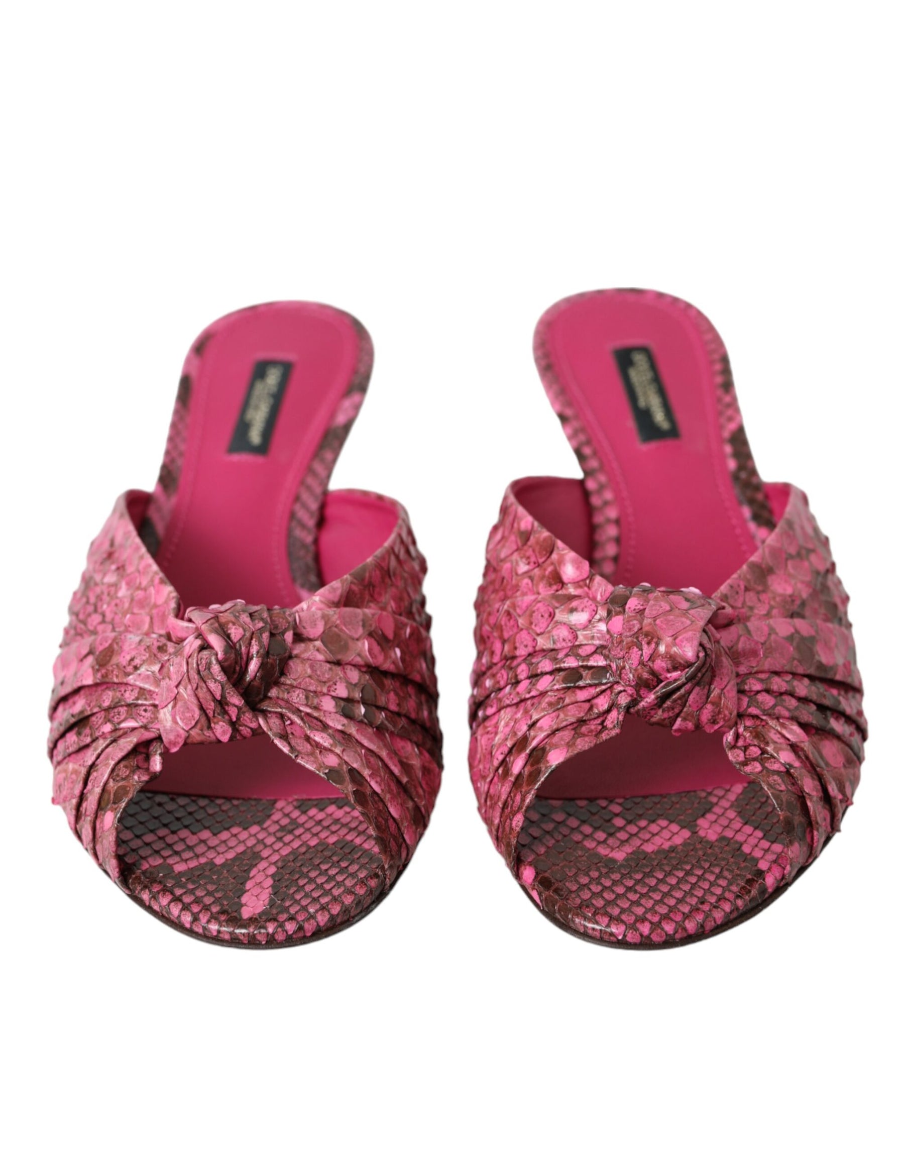 Dolce & Gabbana Pink Exotic Leather Kitten Heels Slides Shoes | Regal Royce
