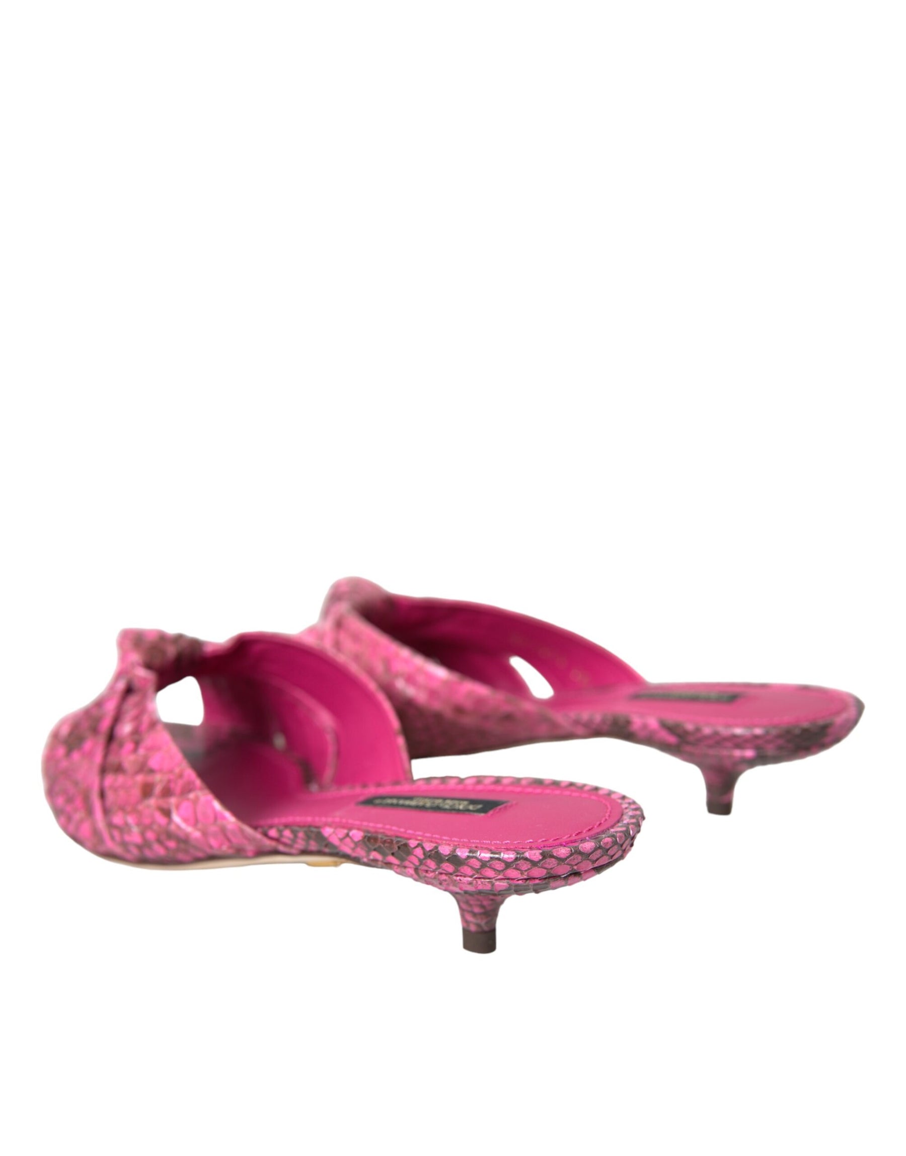 Dolce & Gabbana Pink Exotic Leather Kitten Heels Slides Shoes | Regal Royce