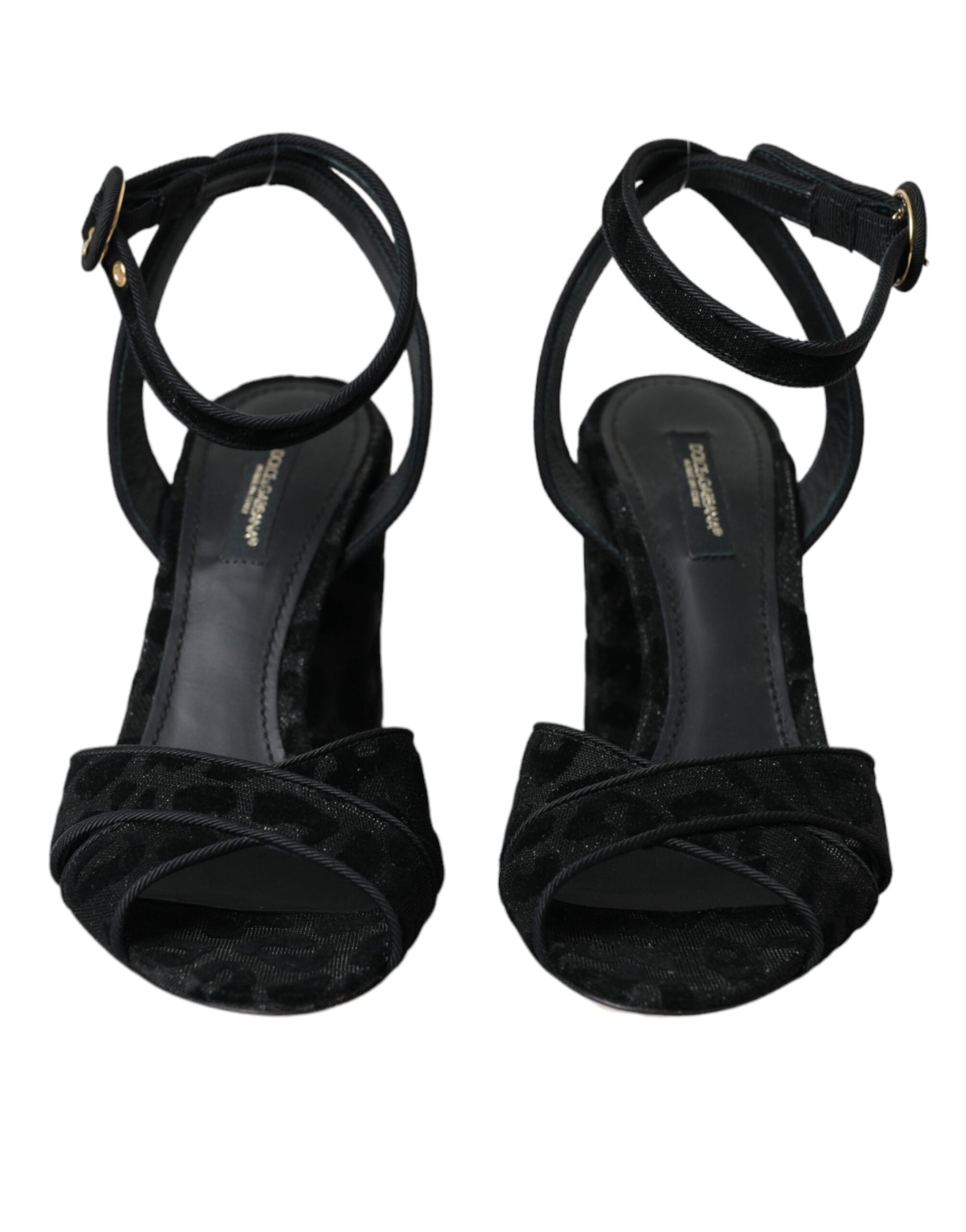 Dolce & Gabbana Black Leopard Suede Heels Sandals Shoes | Regal Royce