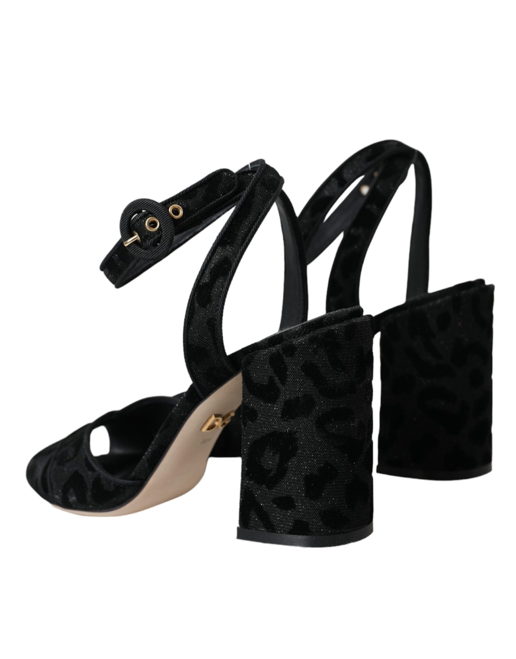 Dolce & Gabbana Black Leopard Suede Heels Sandals Shoes | Regal Royce