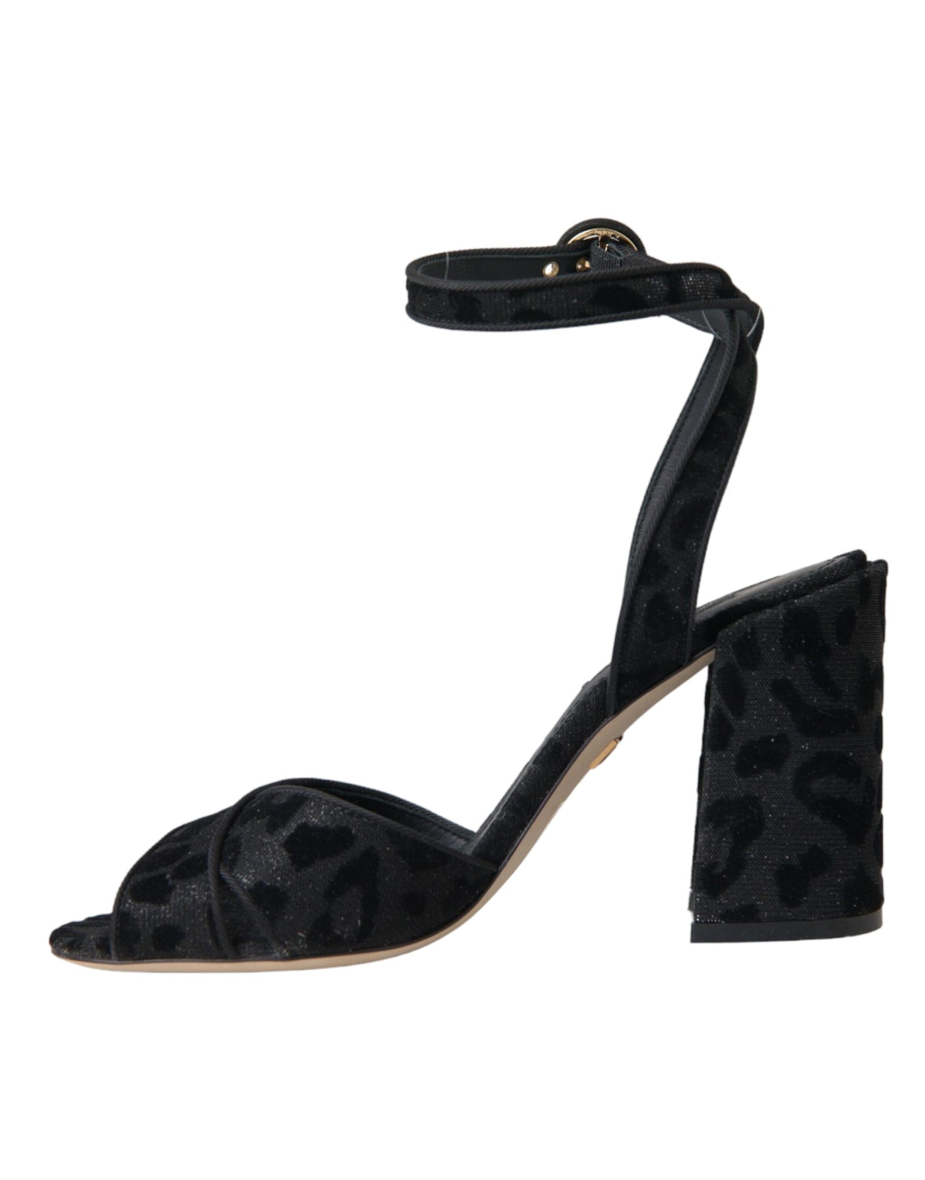 Dolce & Gabbana Black Leopard Suede Heels Sandals Shoes | Regal Royce