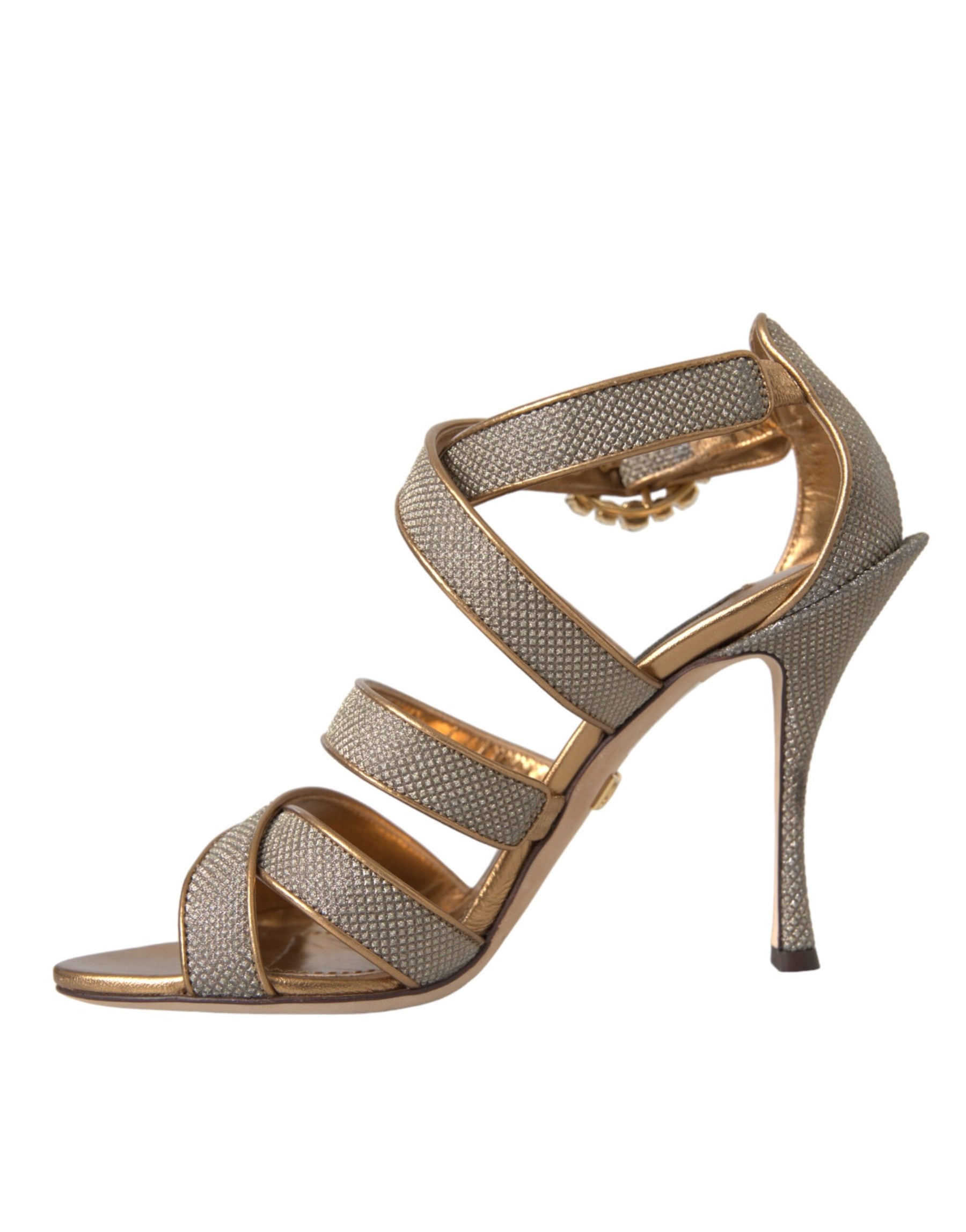 Dolce & Gabbana Bronze Crystal Strap Heels Sandals Shoes | Regal Royce