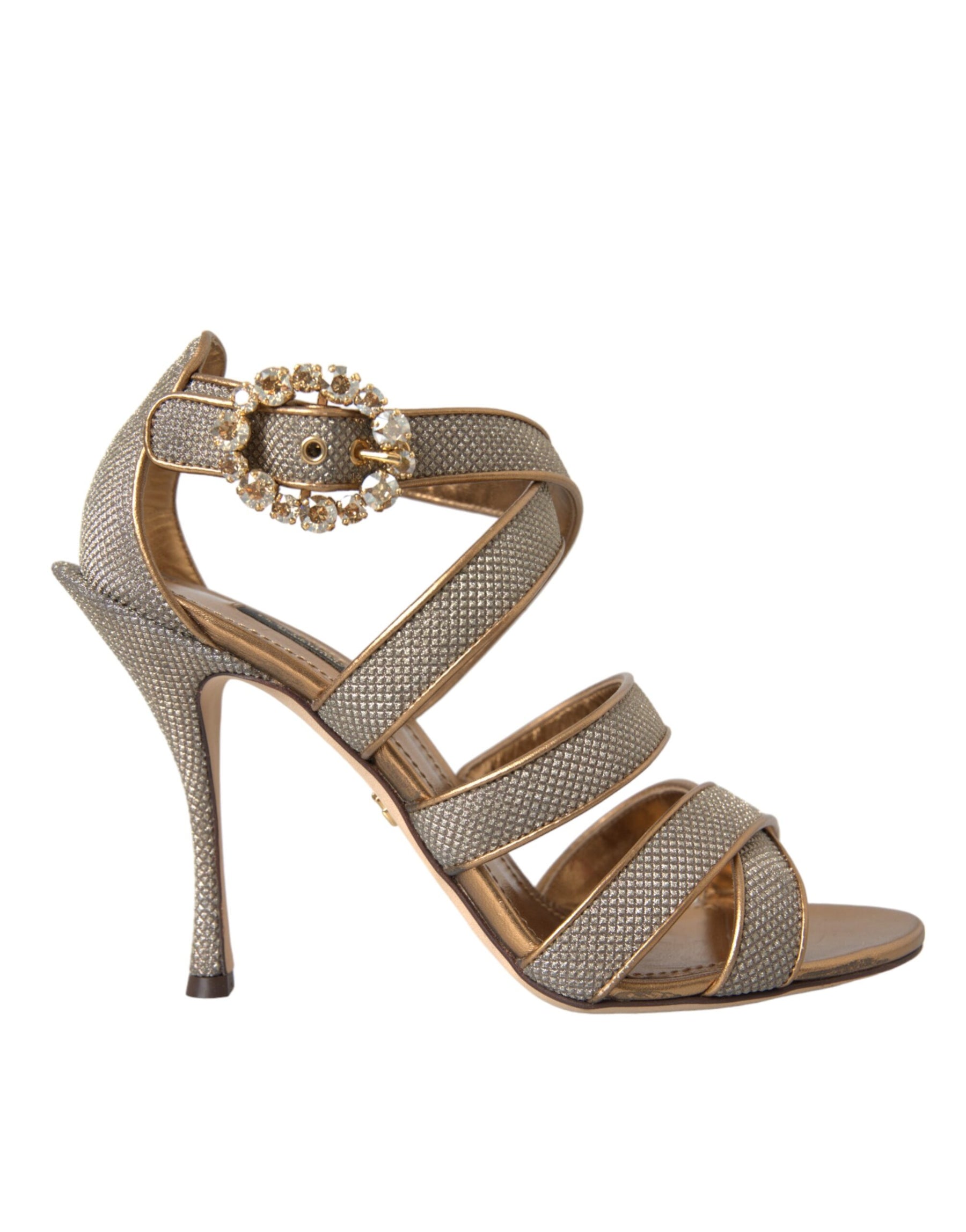 Dolce & Gabbana Bronze Crystal Strap Heels Sandals Shoes | Regal Royce