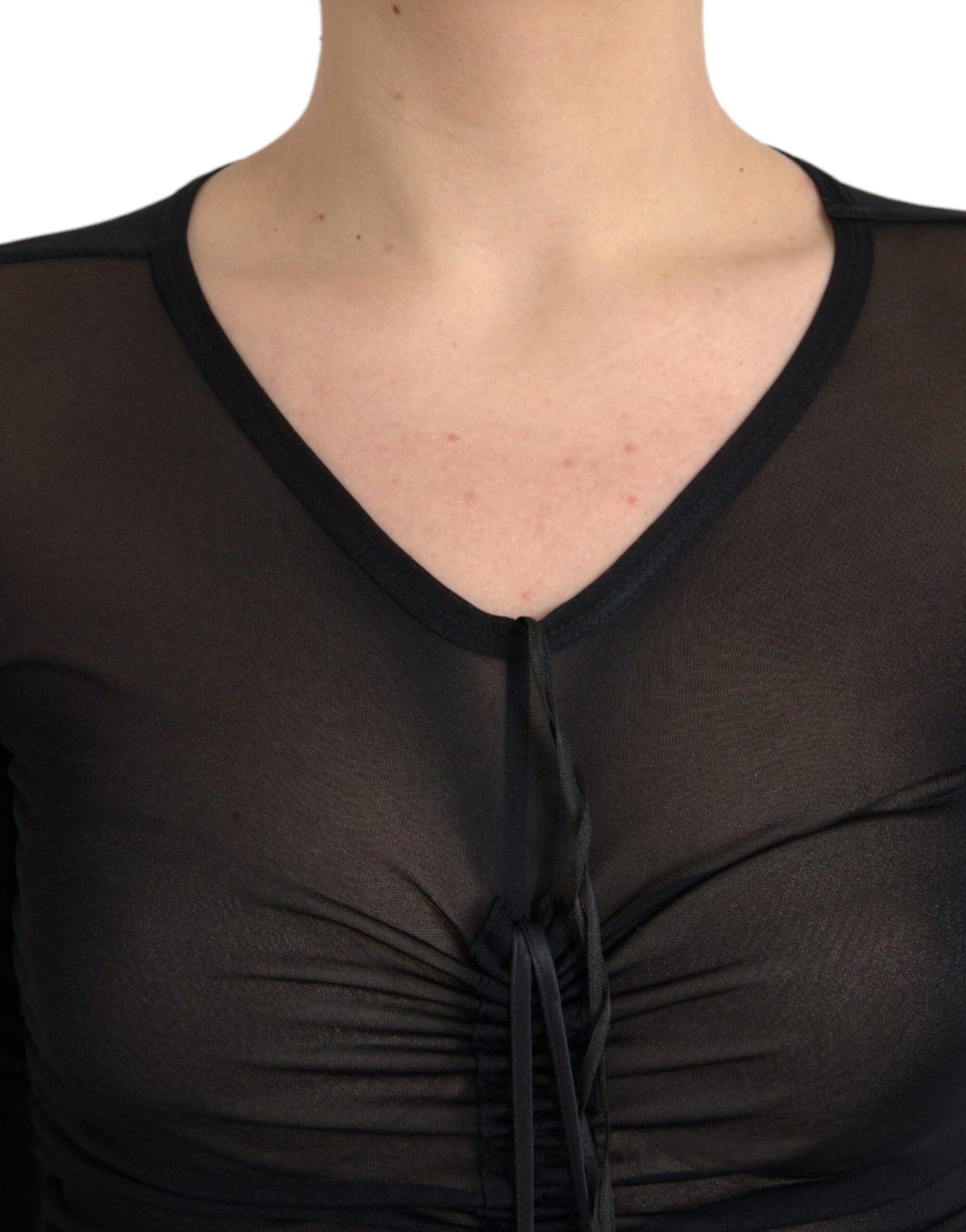 Dolce & Gabbana Black Sheer Bodycon Sheath Midi Dress | Regal Royce