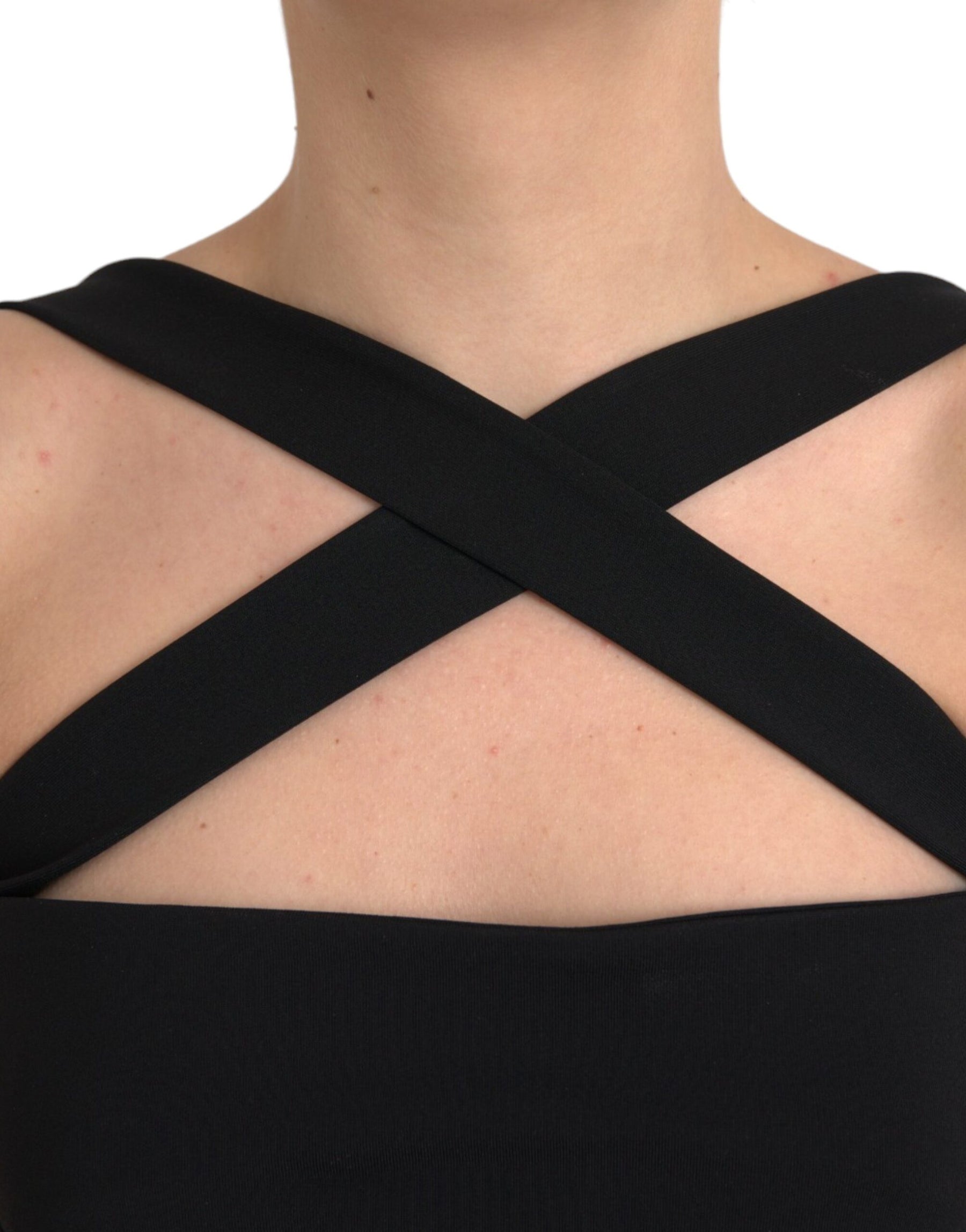 Dolce & Gabbana Black Sheath Halter Sleeveless Midi Dress | Regal Royce