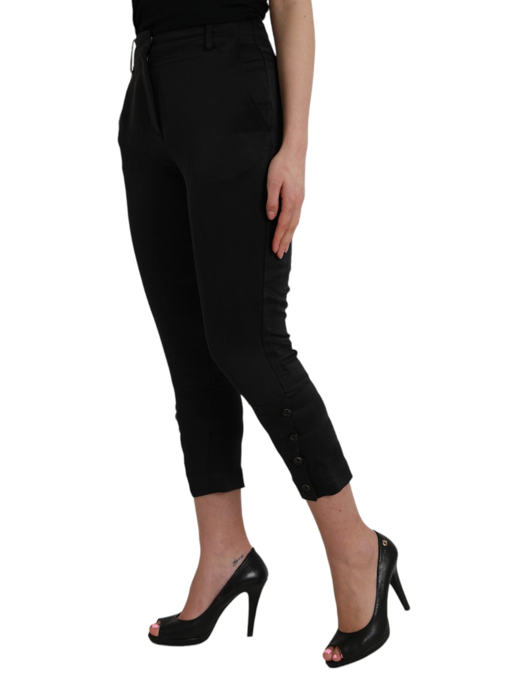 Ermanno Scervino Black High Waist Capri Cropped Pants | Regal Royce