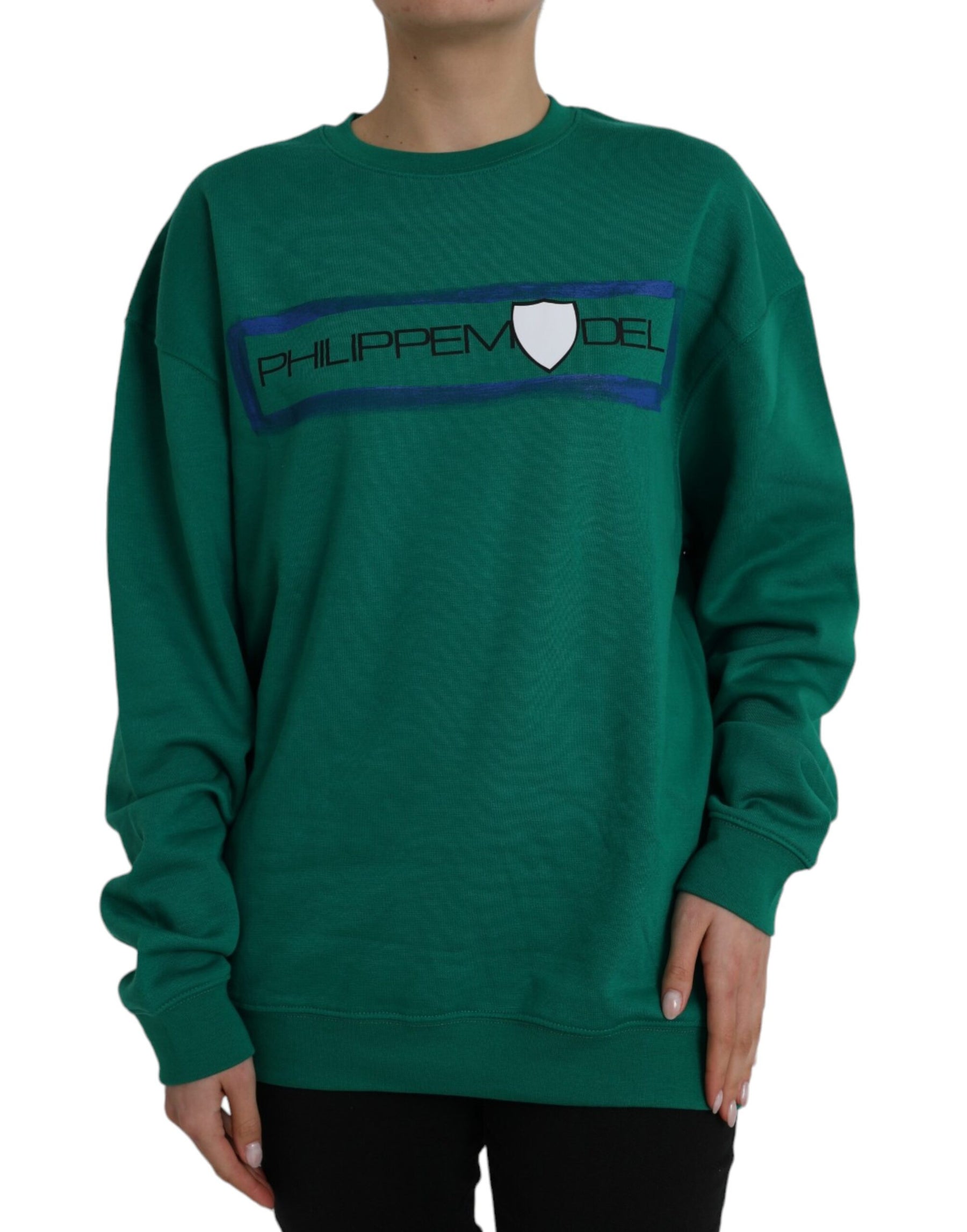 Philippe Model Green Cotton Logo Print Long Sleeves Pullover Sweater | Regal Royce