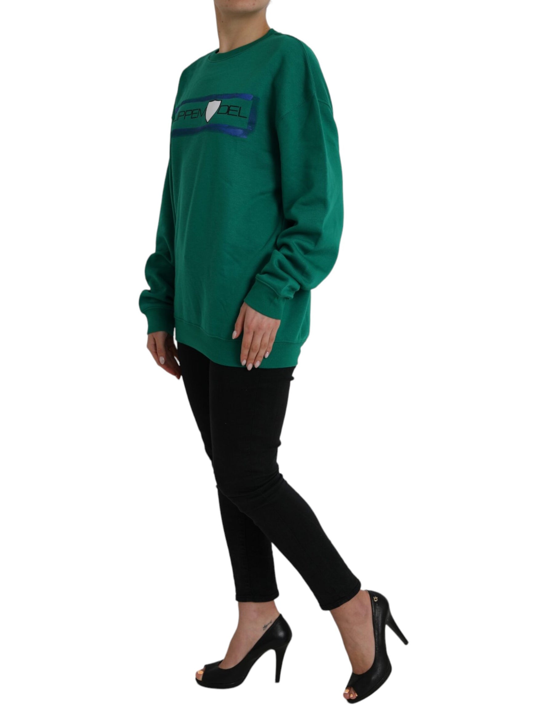 Philippe Model Green Cotton Logo Print Long Sleeves Pullover Sweater | Regal Royce