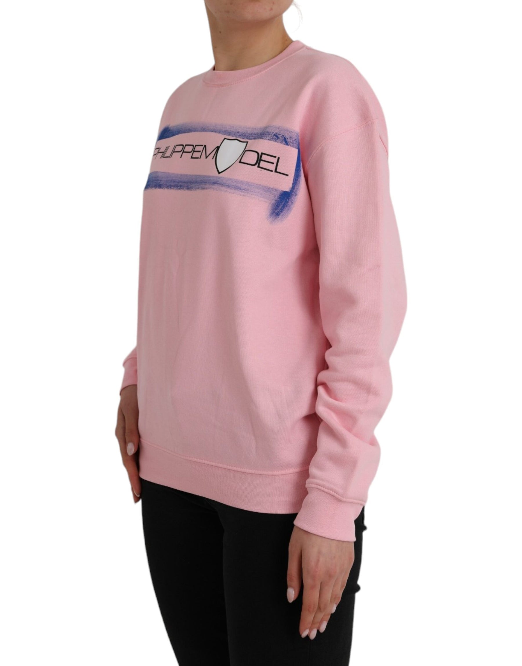 Philippe Model Pink Cotton Logo Print Long Sleeves Pullover Sweater | Regal Royce