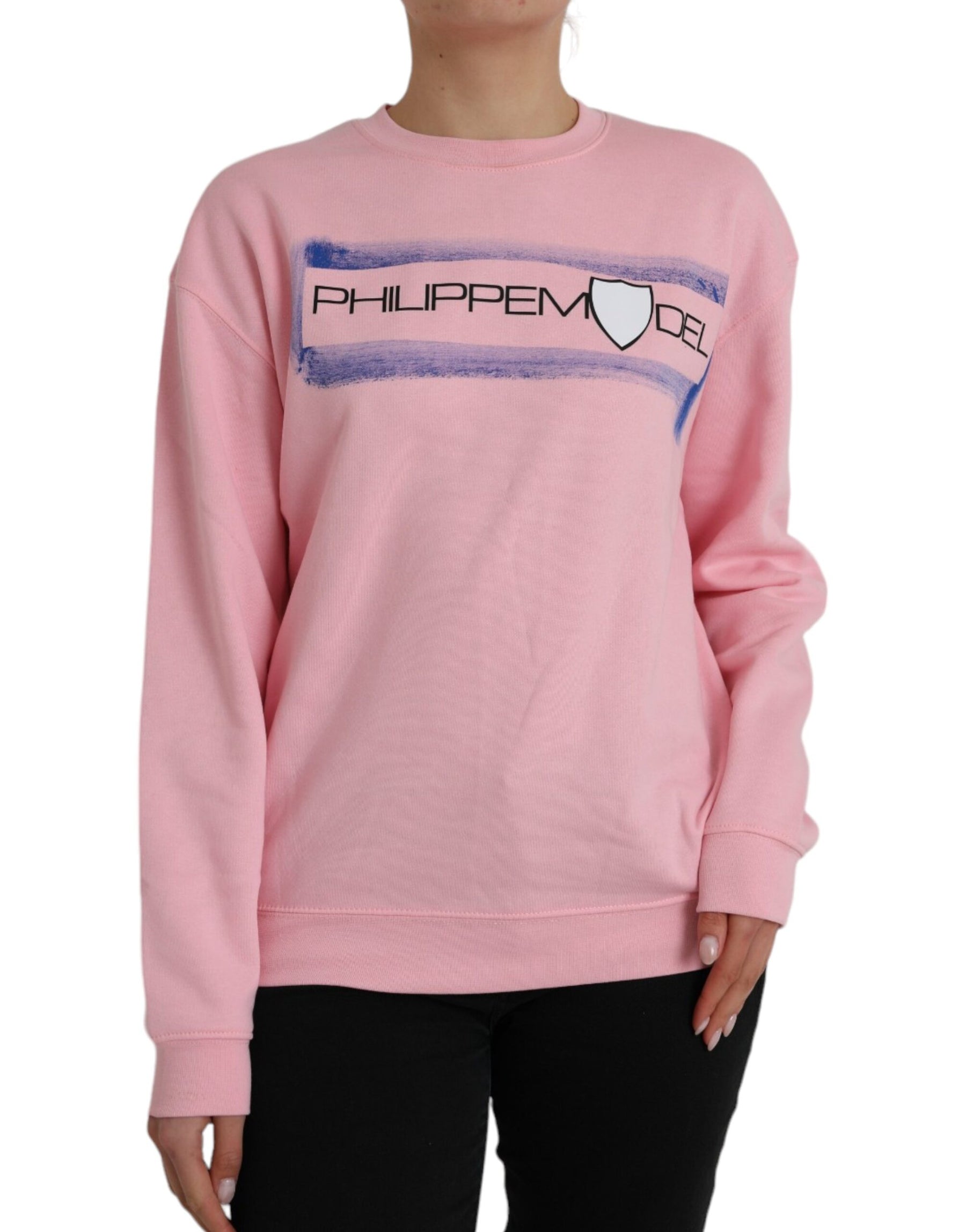 Philippe Model Pink Cotton Logo Print Long Sleeves Pullover Sweater | Regal Royce