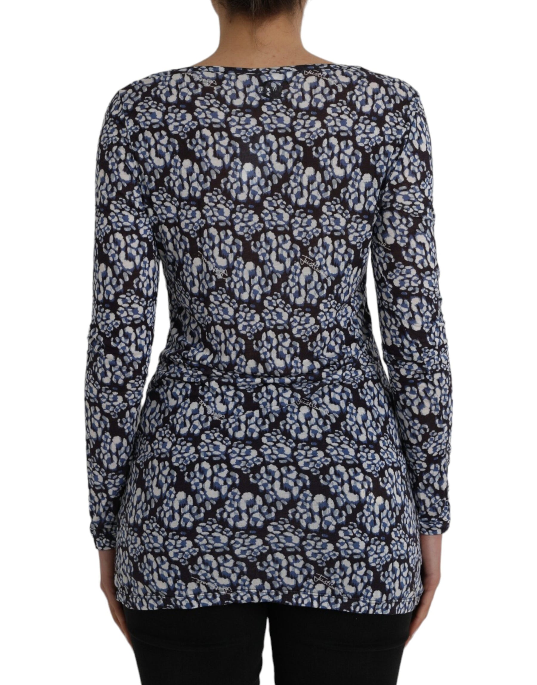 Just Cavalli Blue Floral Lace Long Sleeves Top Underwear Blouse | Regal Royce