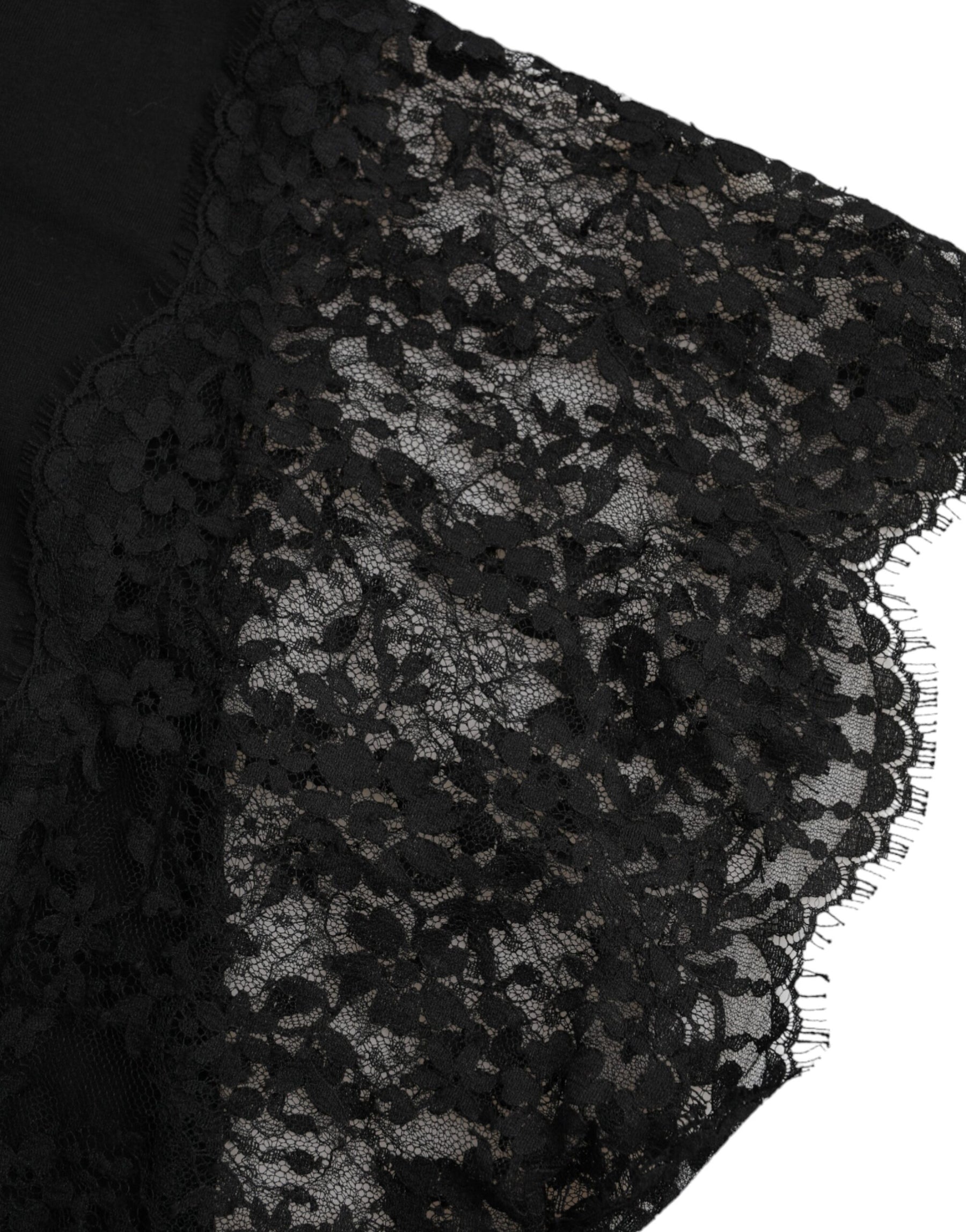 Dolce & Gabbana Black Sacred Heart Print Cotton Lace T-shirt | Regal Royce