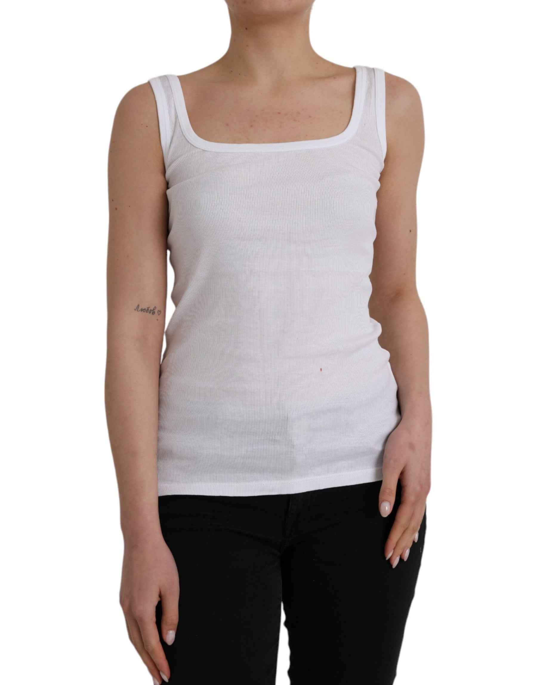 Ermanno Scervino White Cotton Sleevelesss Tank Casual Top | Regal Royce