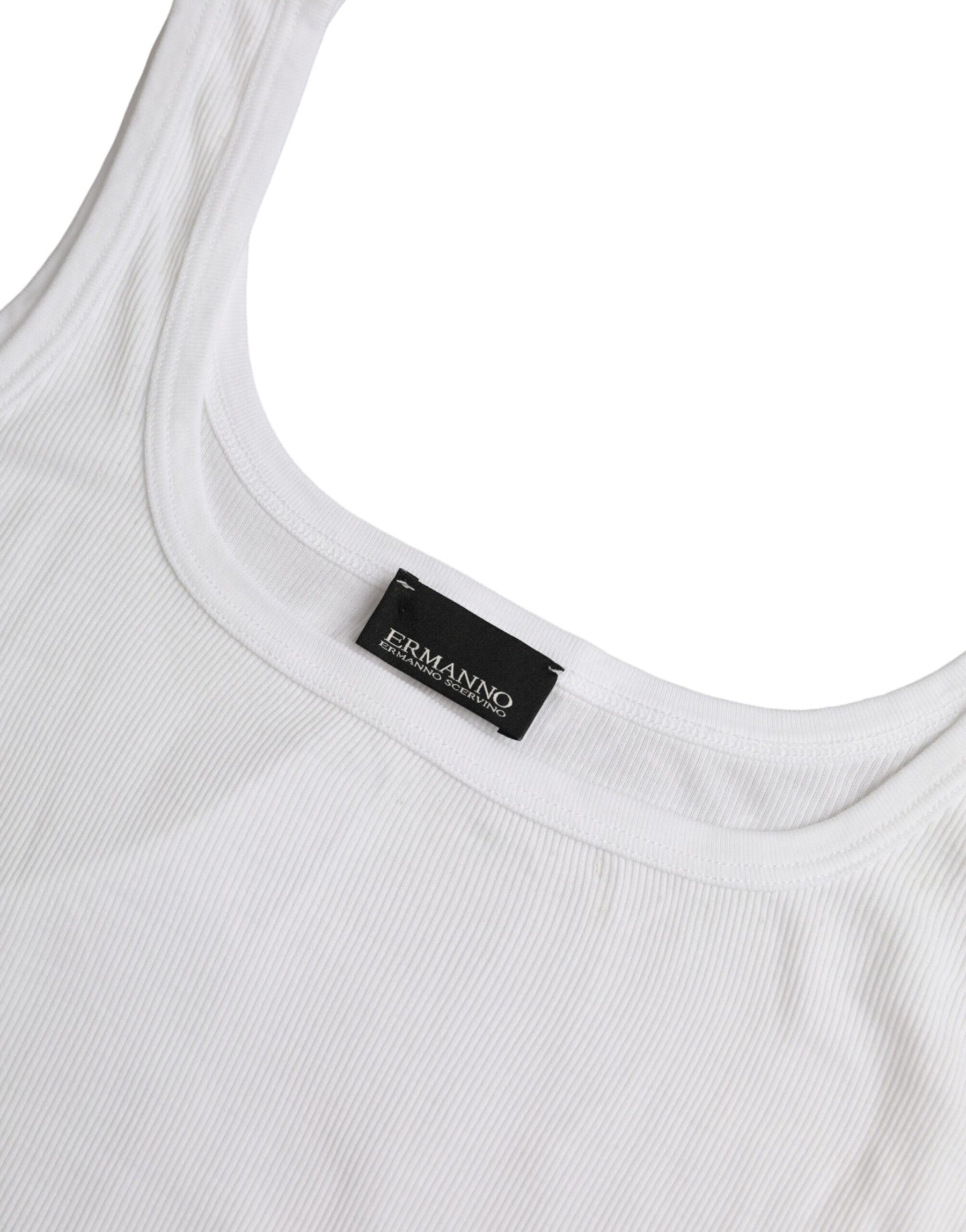 Ermanno Scervino White Cotton Sleevelesss Tank Casual Top | Regal Royce