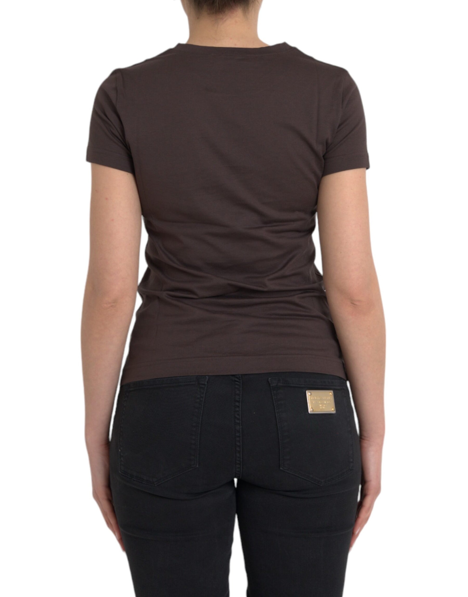 Dolce & Gabbana Brown Crewneck 2017 Motive Print T-shirt | Regal Royce