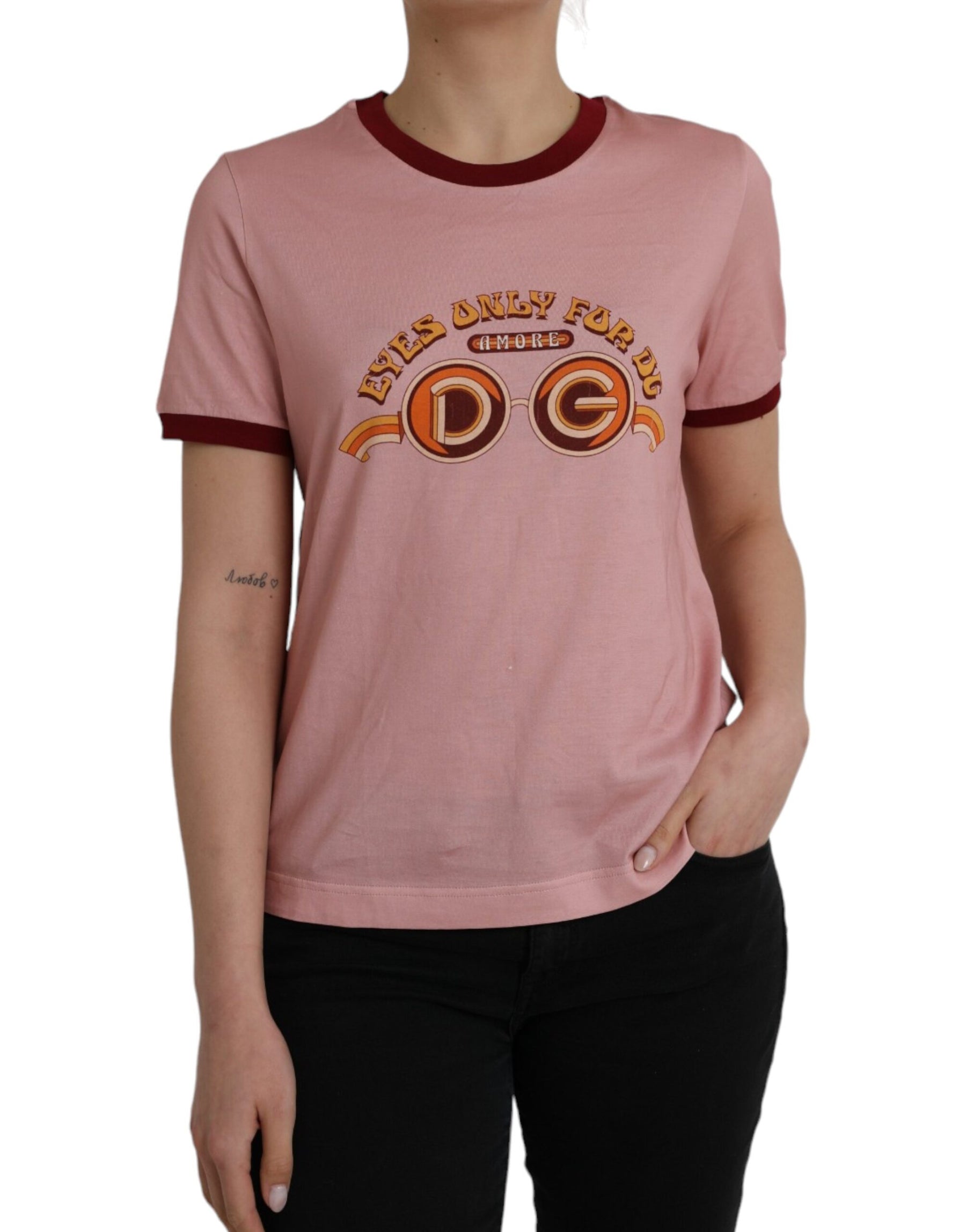 Dolce & Gabbana Pink Cotton Short Sleeves Crew Neck T-shirt | Regal Royce
