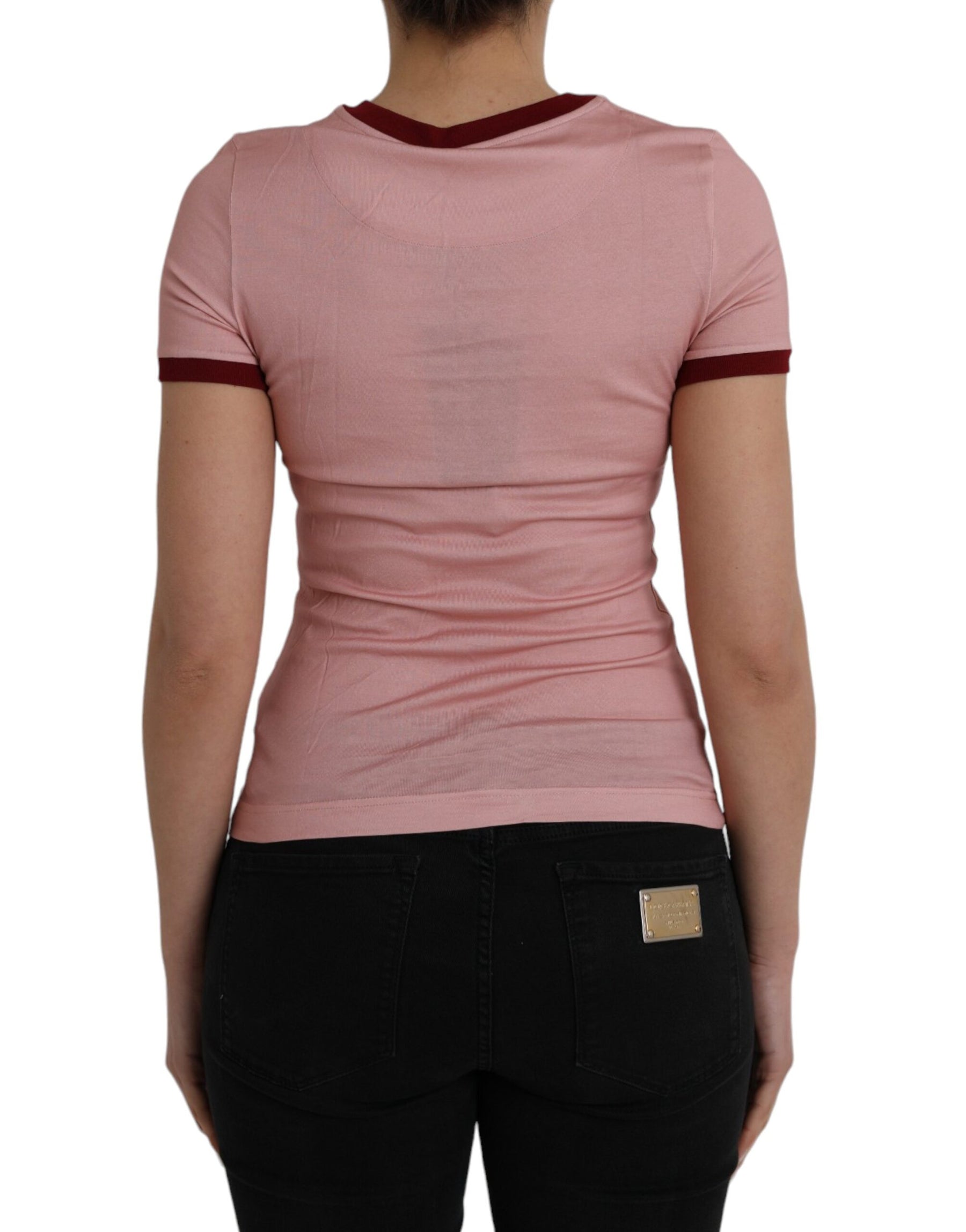 Dolce & Gabbana Pink Cotton Short Sleeves Crew Neck T-shirt | Regal Royce