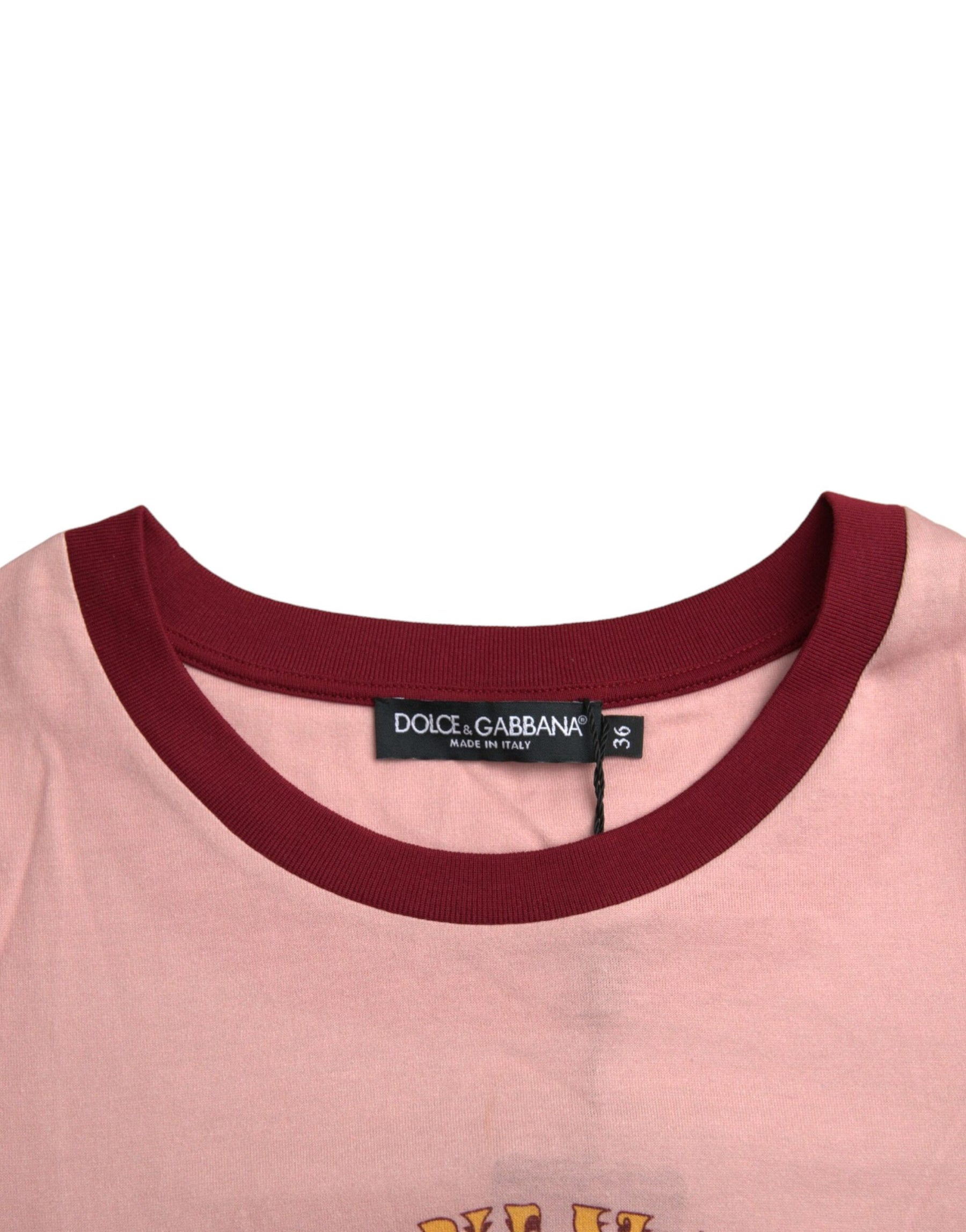 Dolce & Gabbana Pink Cotton Short Sleeves Crew Neck T-shirt | Regal Royce