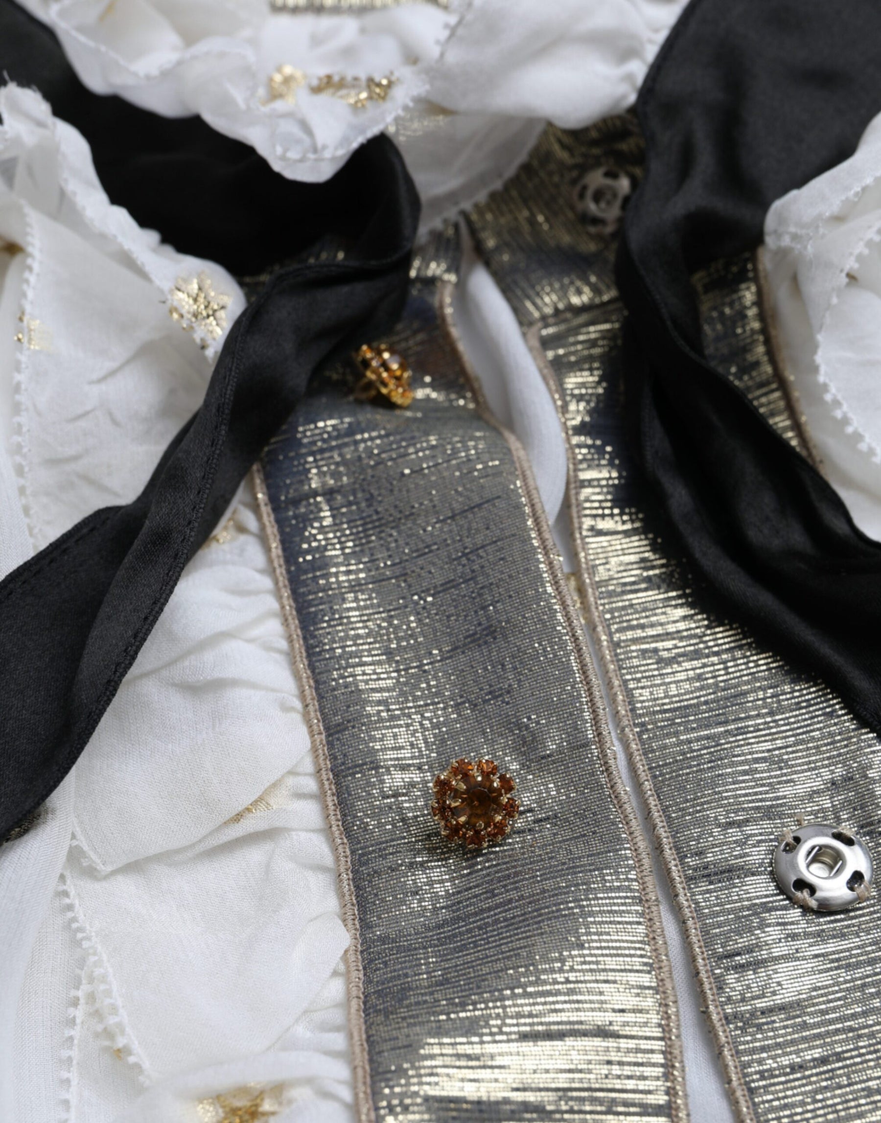 Dolce & Gabbana Off White Silk Blend Ascot Collar Blouse Top | Regal Royce