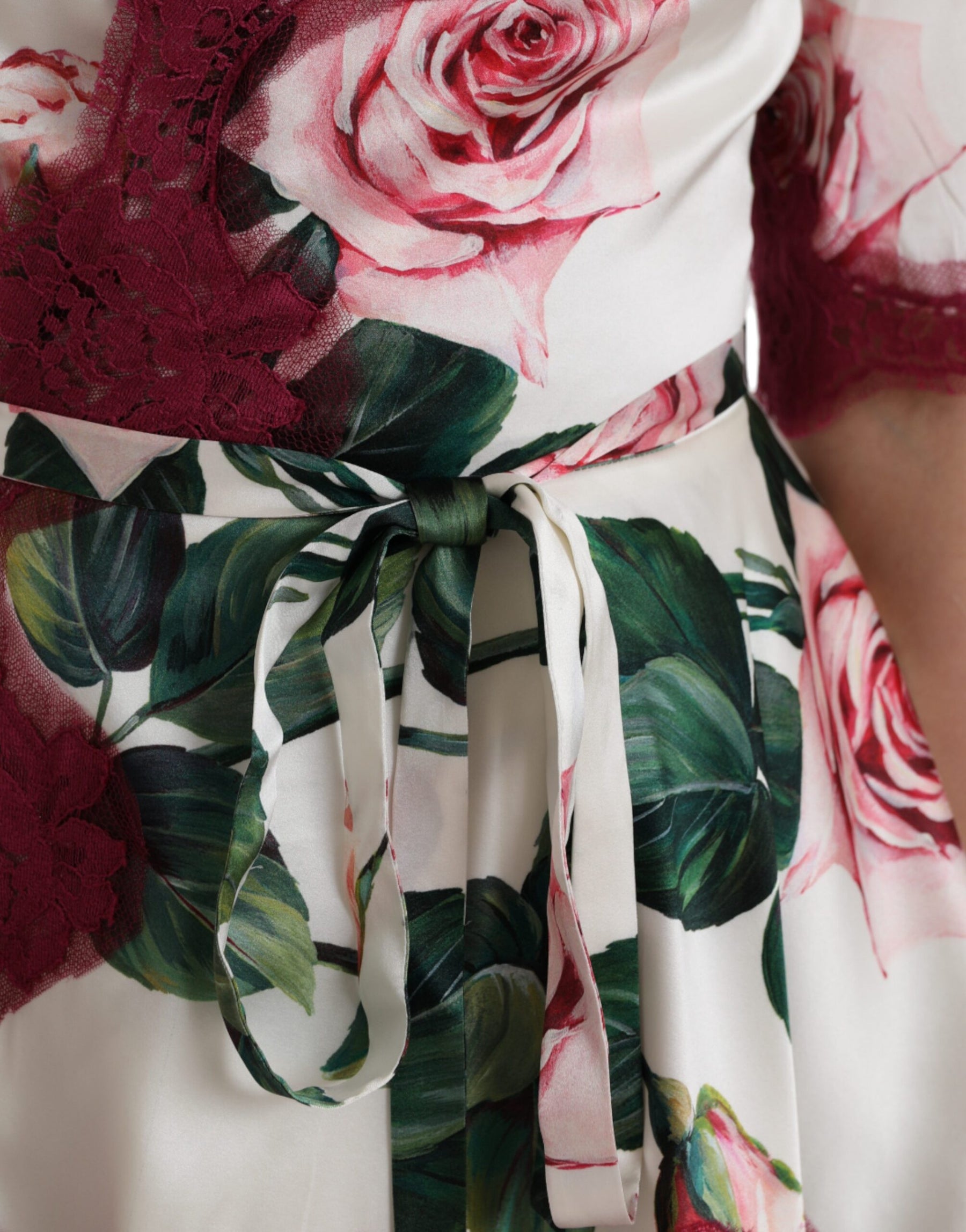 Dolce & Gabbana White Floral Lace Silk Short Sleeves Top | Regal Royce