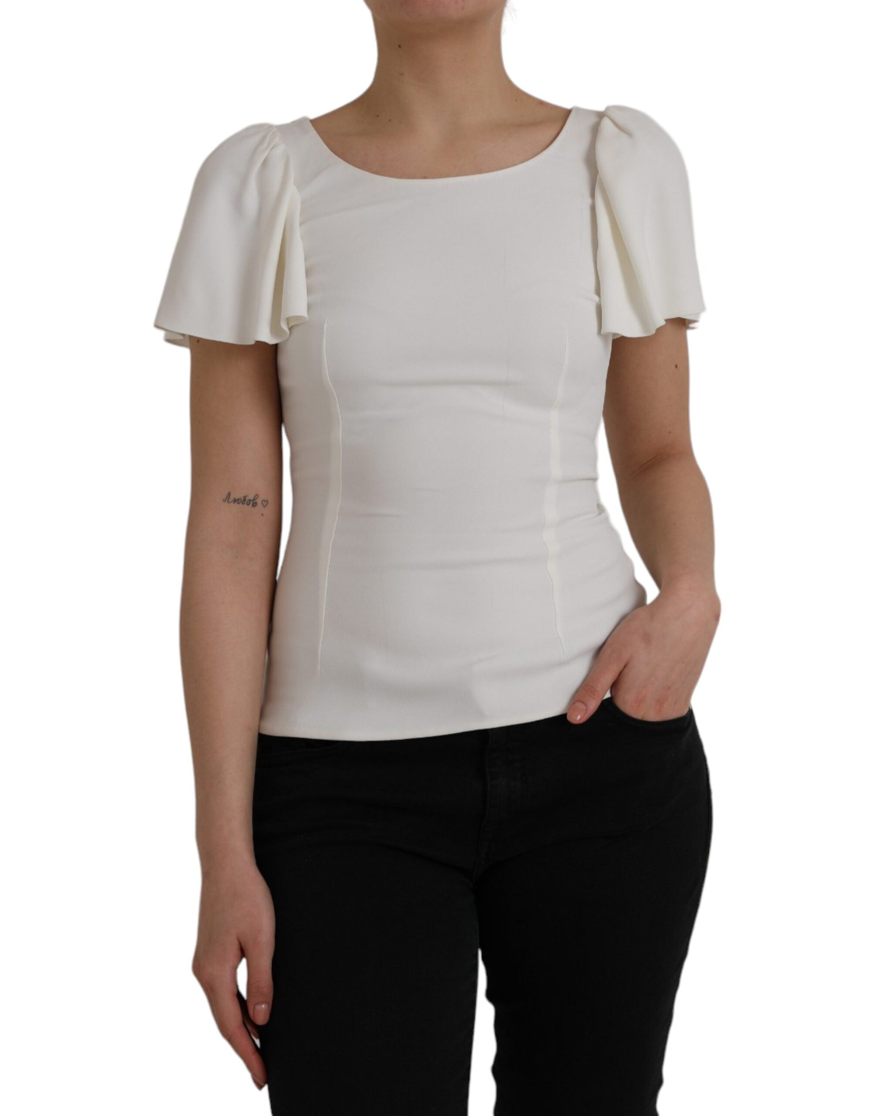 Dolce & Gabbana White Viscose Round Neck Short Sleeves Top | Regal Royce