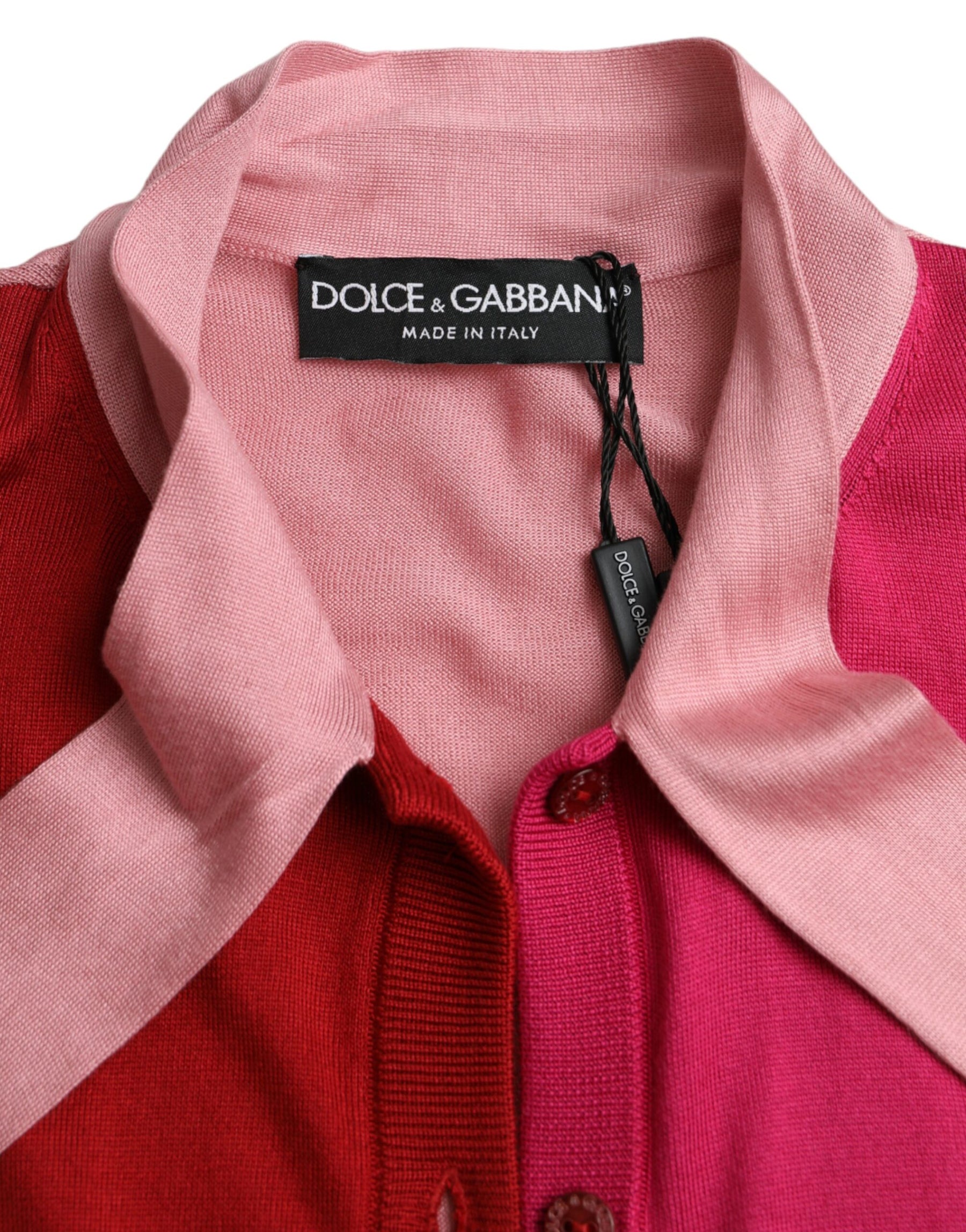 Dolce & Gabbana Pink Short Sleeves Pullover Ascot Collar Top | Regal Royce
